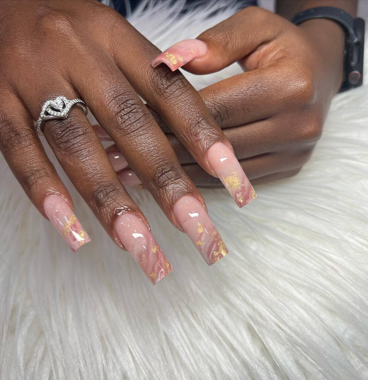 25. Rose Gold Marble with a Soft Nude Base