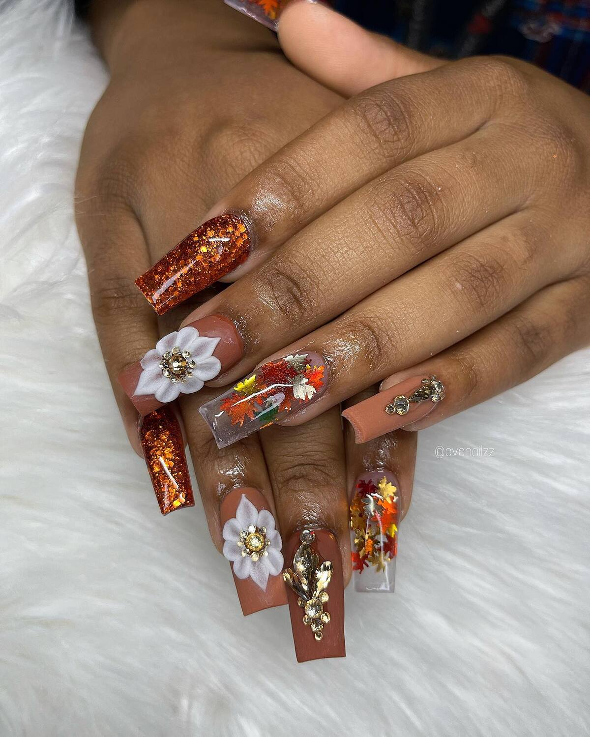 33. Autumn Bloom with Glitter and 3D Florals