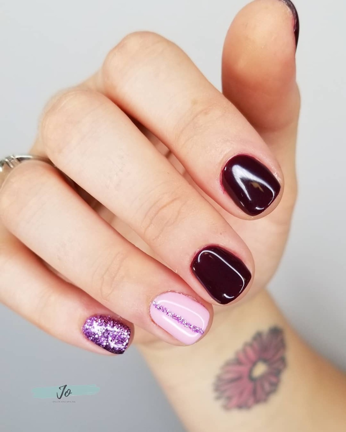 22. Plum, Pink, and Glitter for a Playful Fall Mix