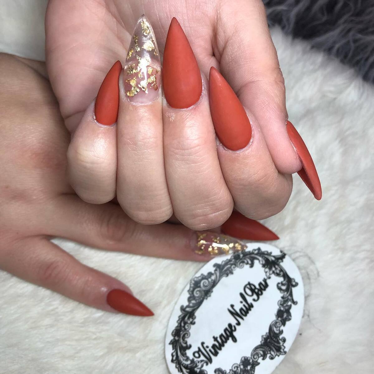 27. Burnt Orange Matte with Luxe Gold Leaf Accent