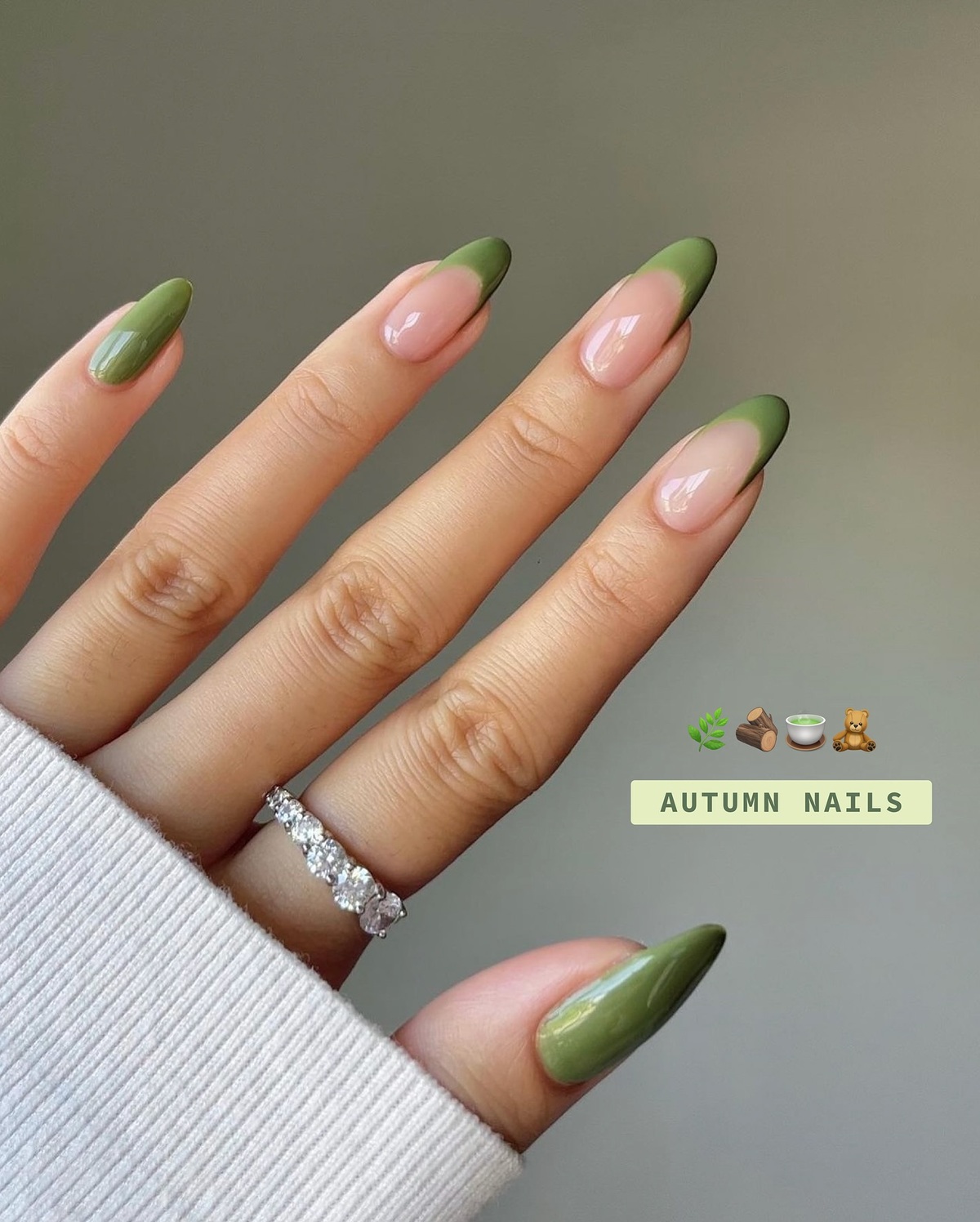 4. Modern Olive Green French Tips