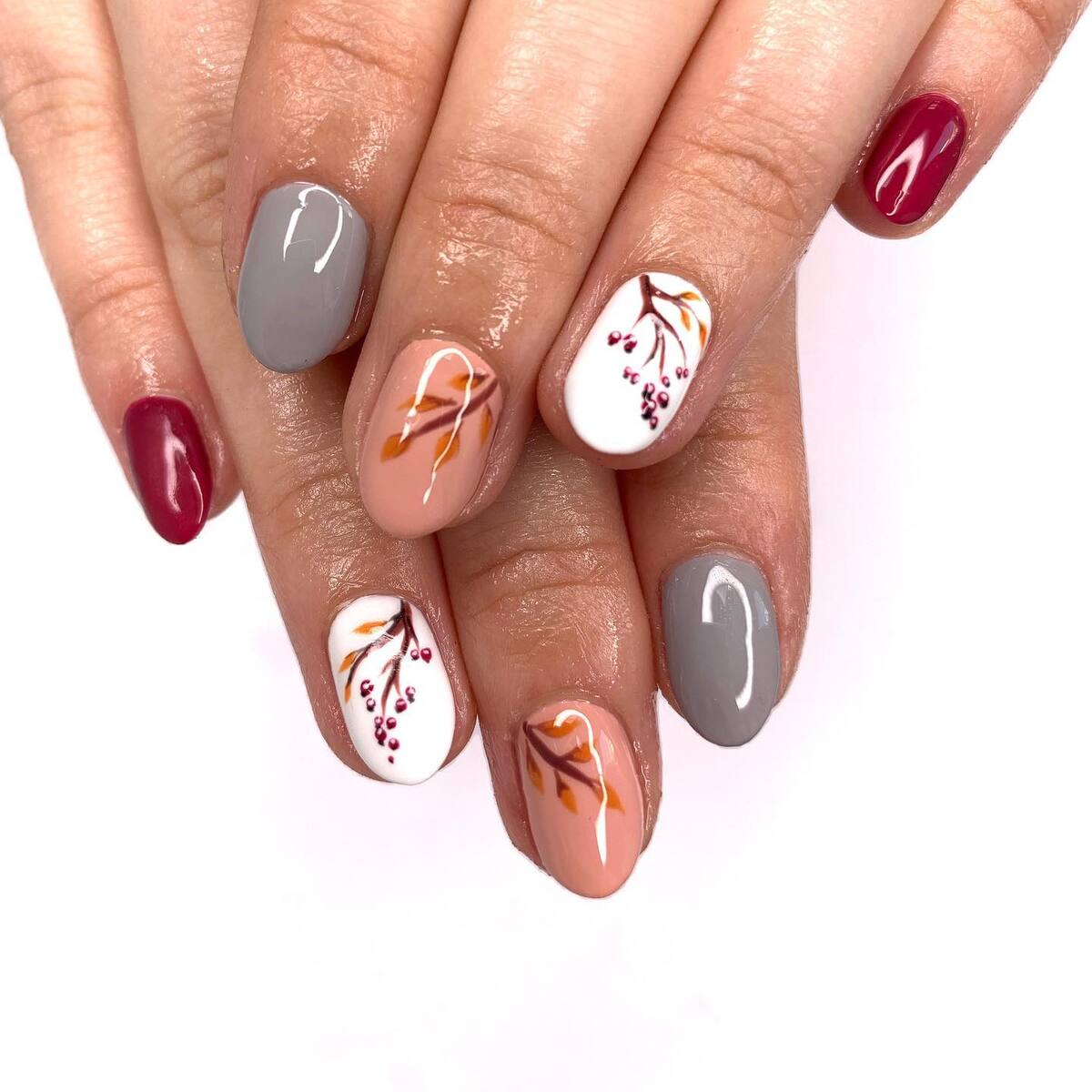 7. Sophisticated Autumn Hues with Delicate Branch Accents
