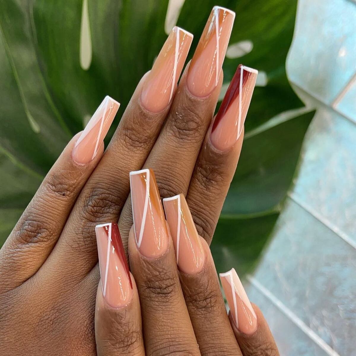15. Sleek Minimalist Lines with Autumn Ombre