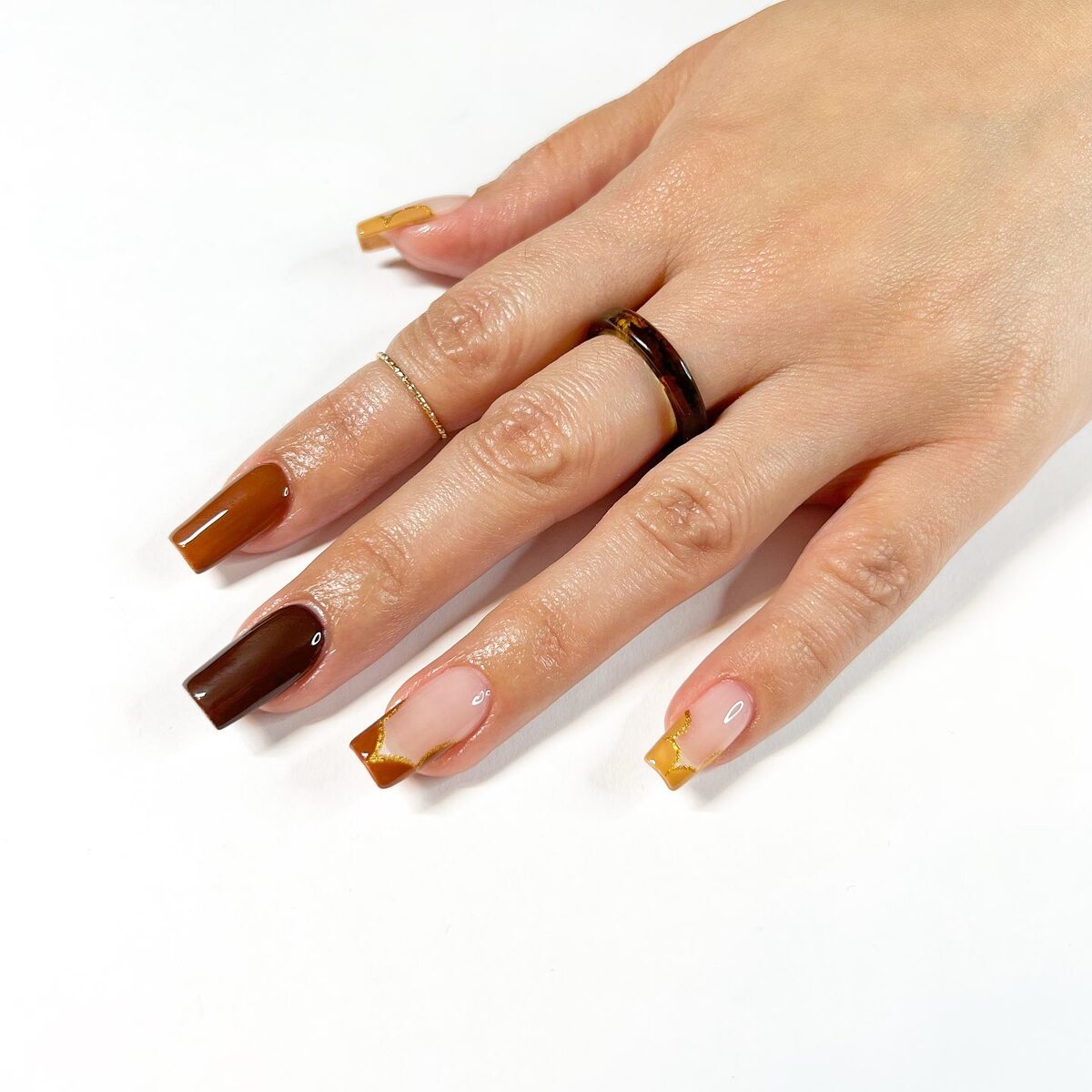 9. Caramel Ombre and Golden Touche