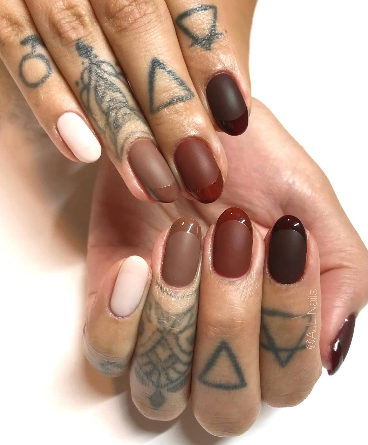 26. Mocha Ombre with Matte and Gloss Contrast