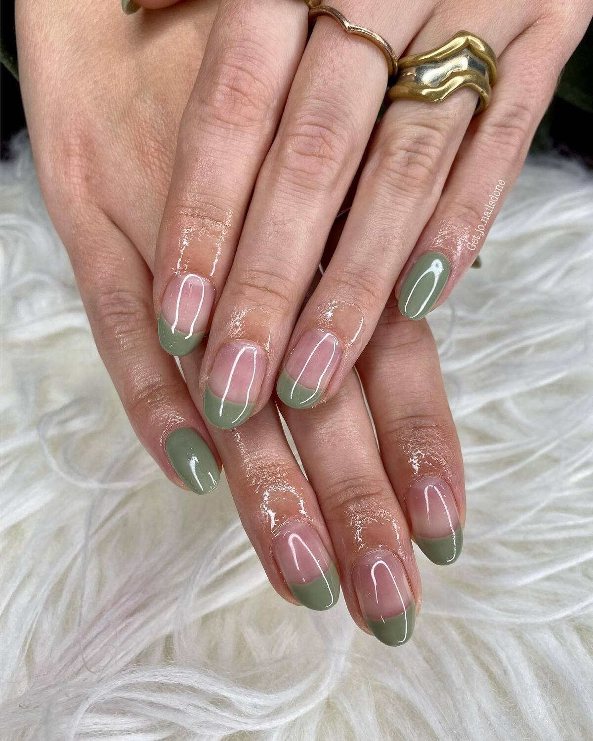 27. Soft Sage Green French Tips