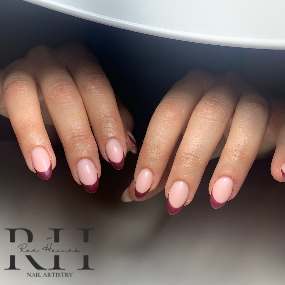 4. Deep Wine French Tips for Fall Elegance