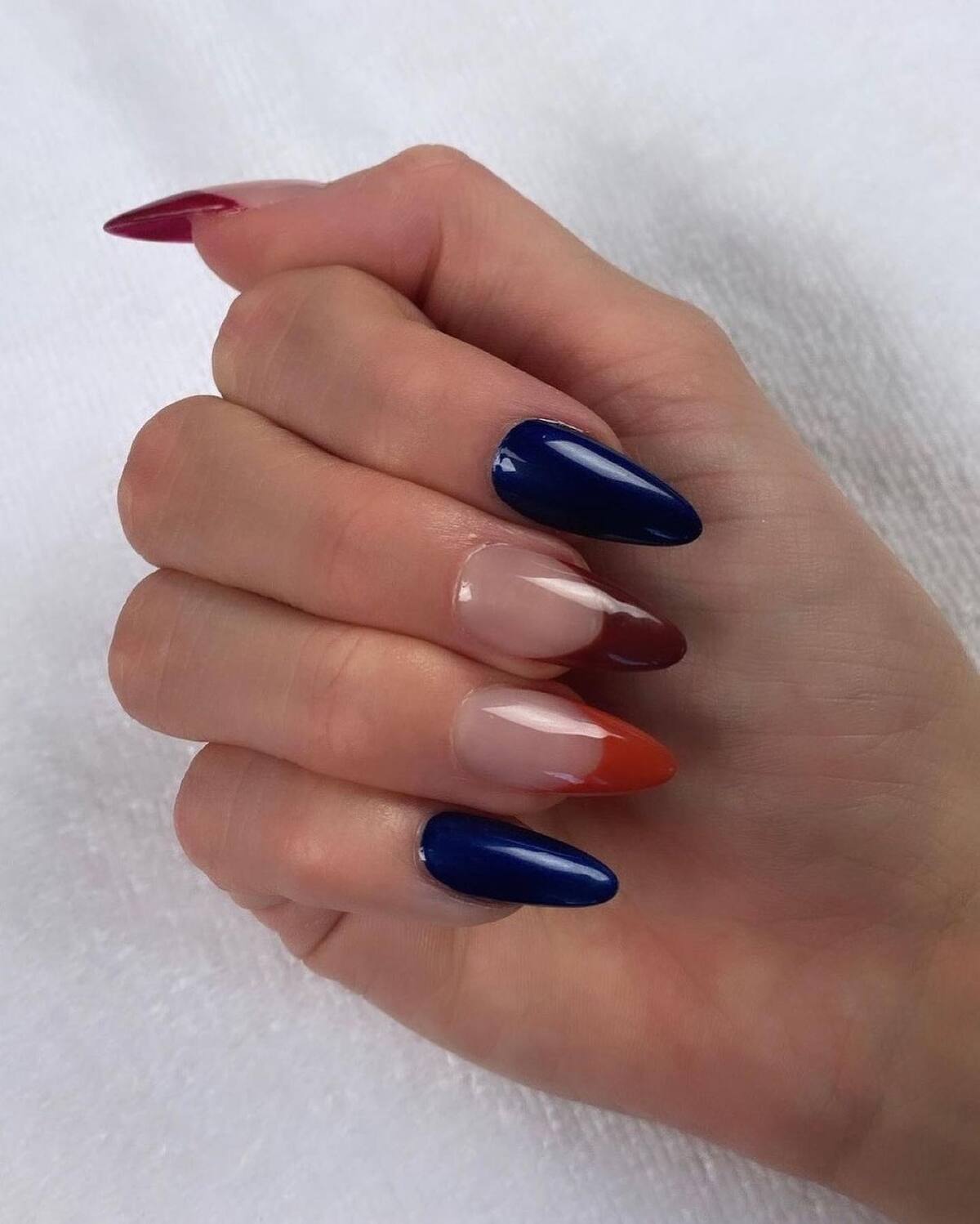 5. Bold Autumn Contrast with Navy and Burgundy