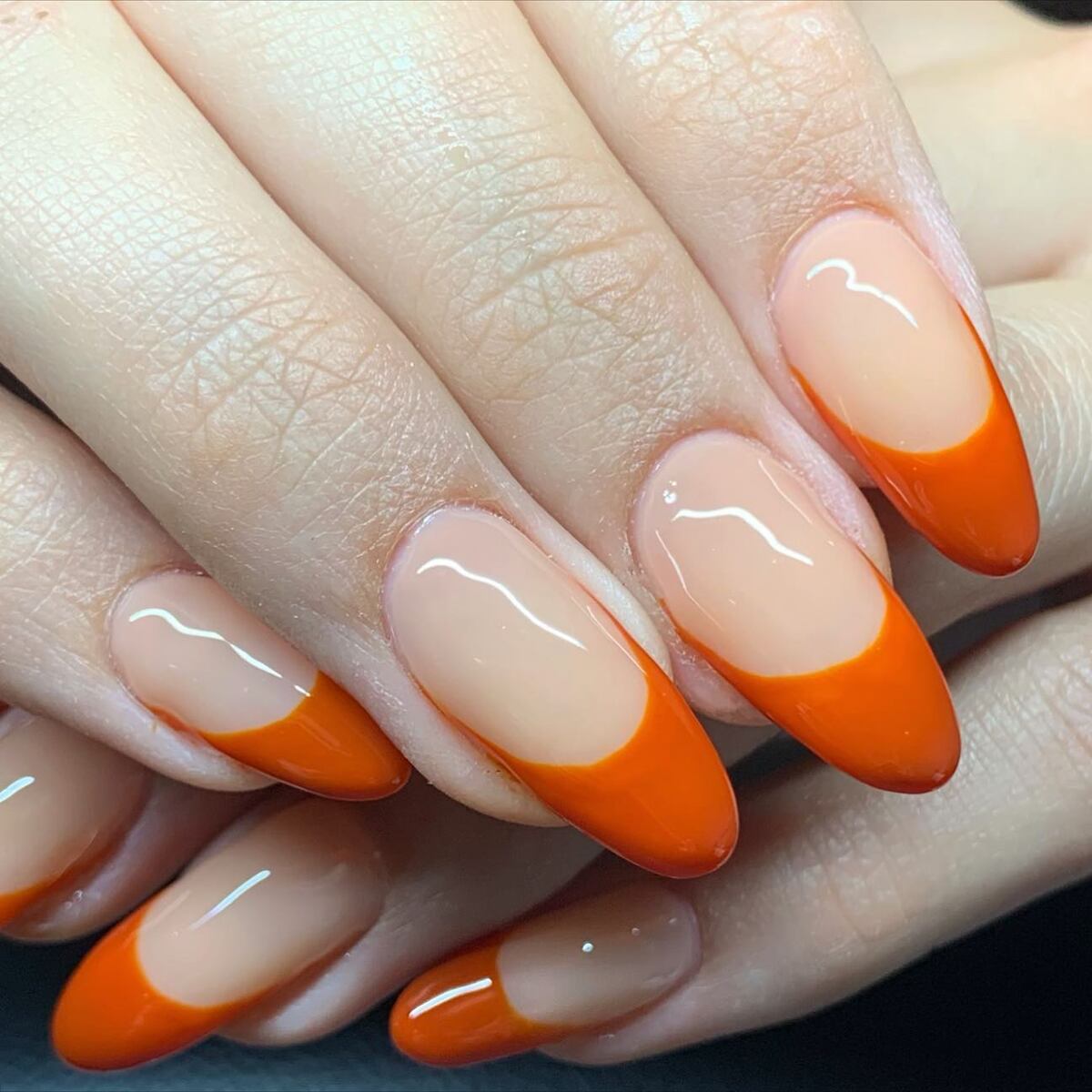 8. Pumpkin Spice Orange French Tips