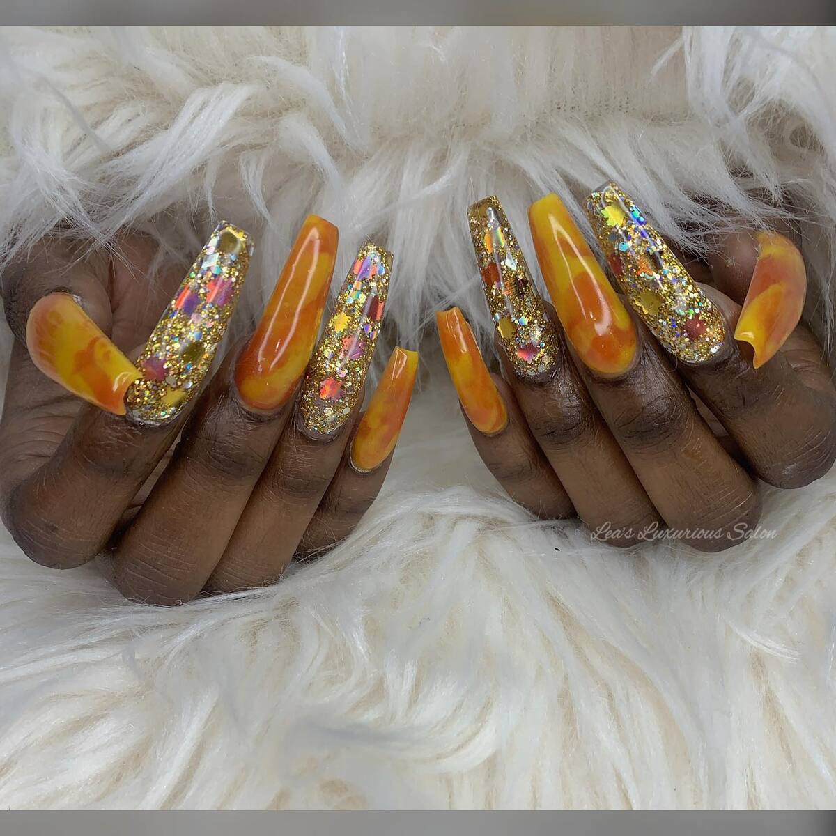 17. Autumn Sunset Swirls with Golden Sparkle