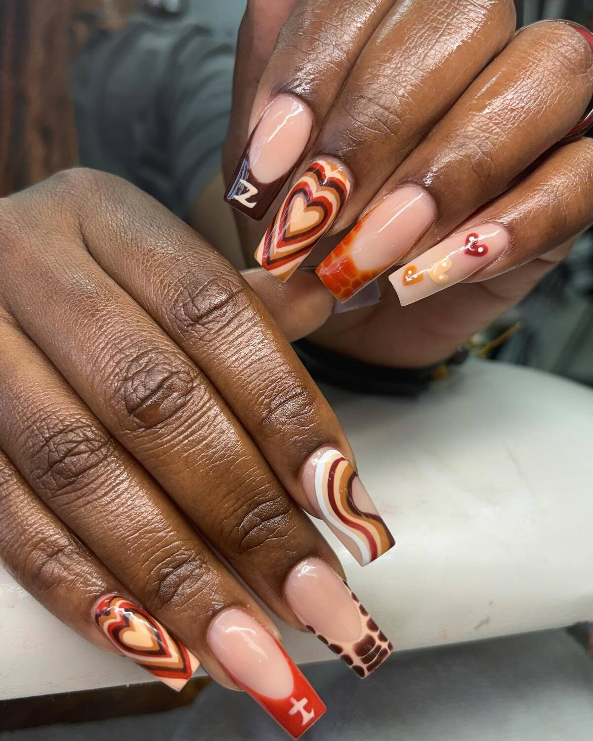 22. Retro Hearts and Fall Grooves in Burnt Tones