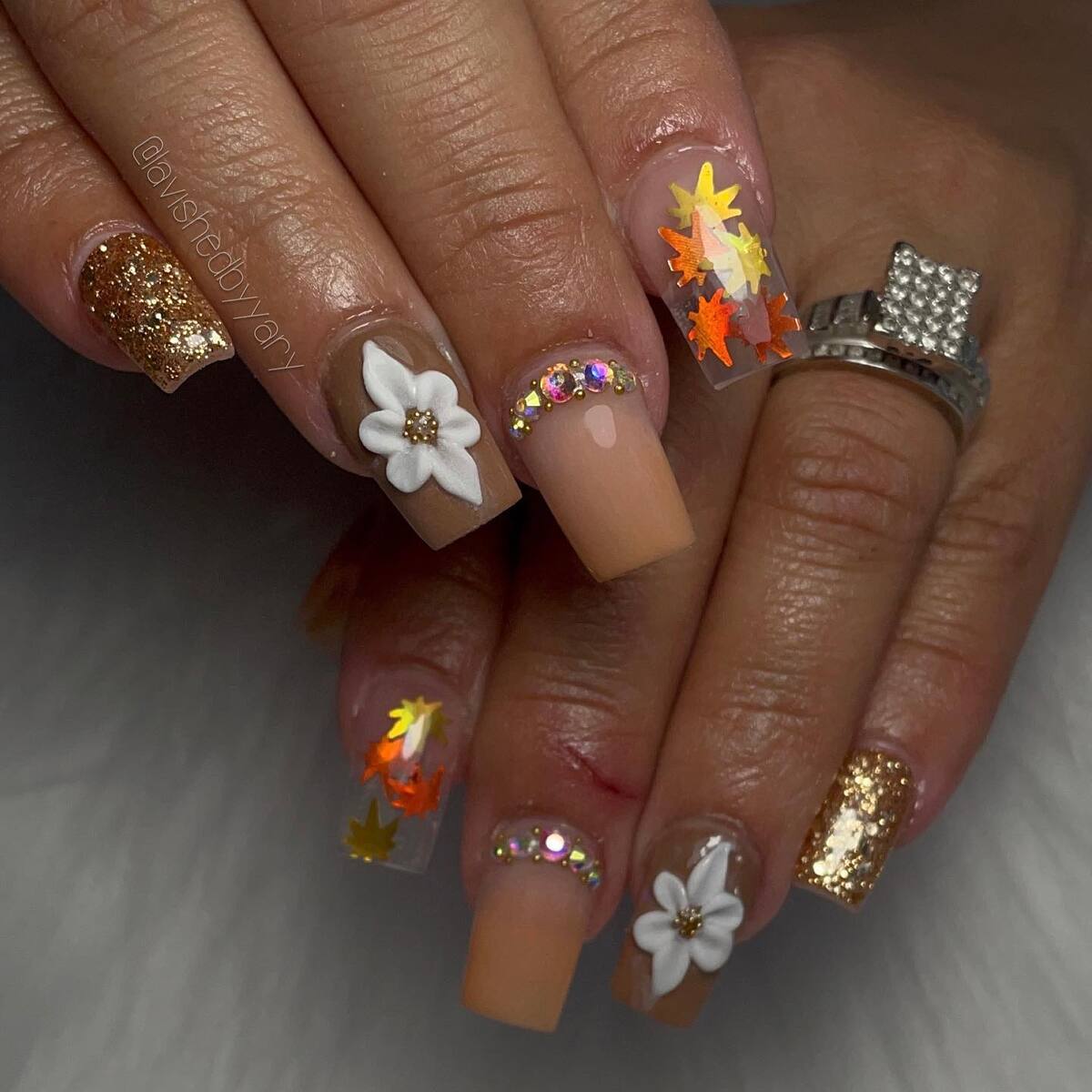 18. Autumn Elegance in 3D Floral and Glitter