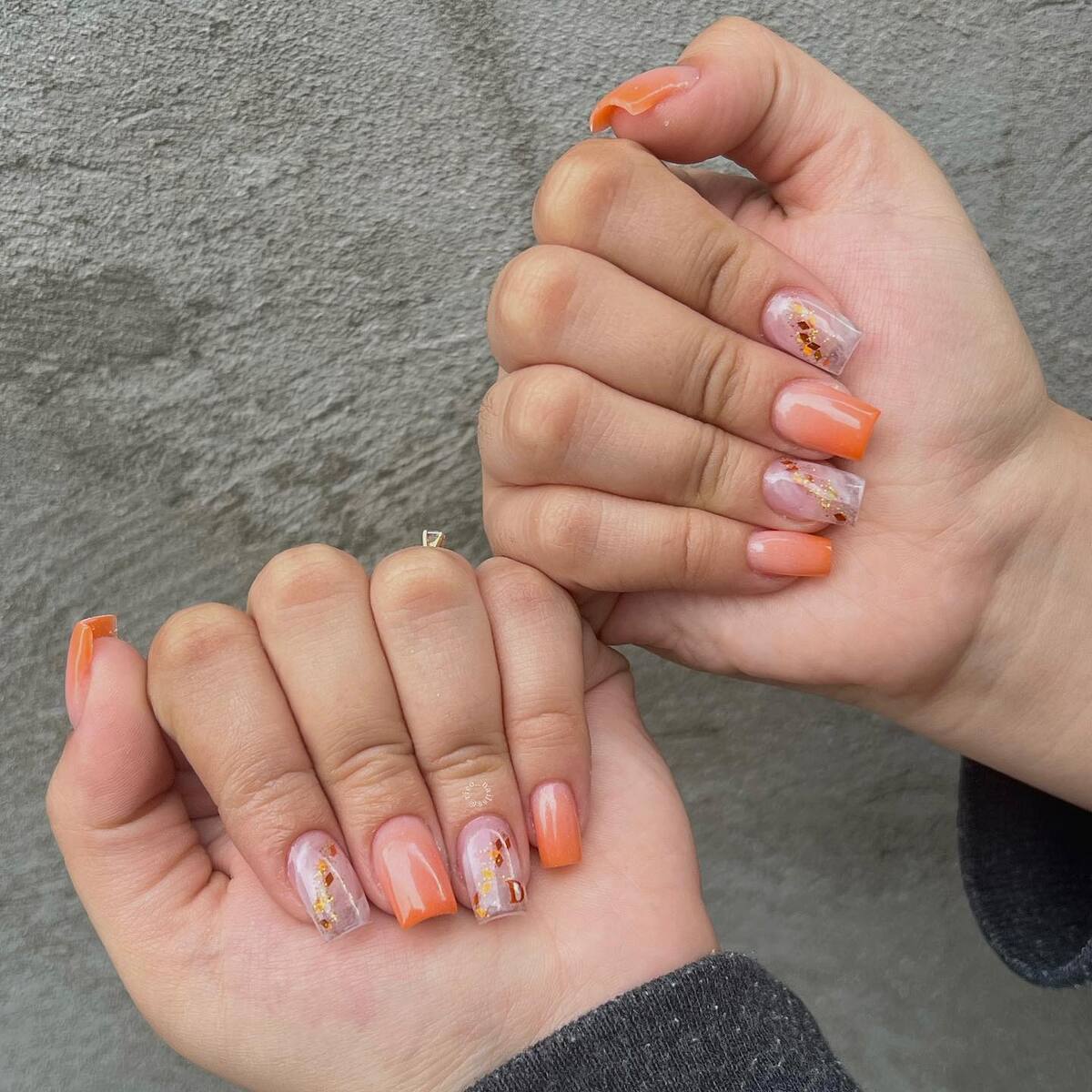 7. Sunset Ombre with Gold Leaf Accents