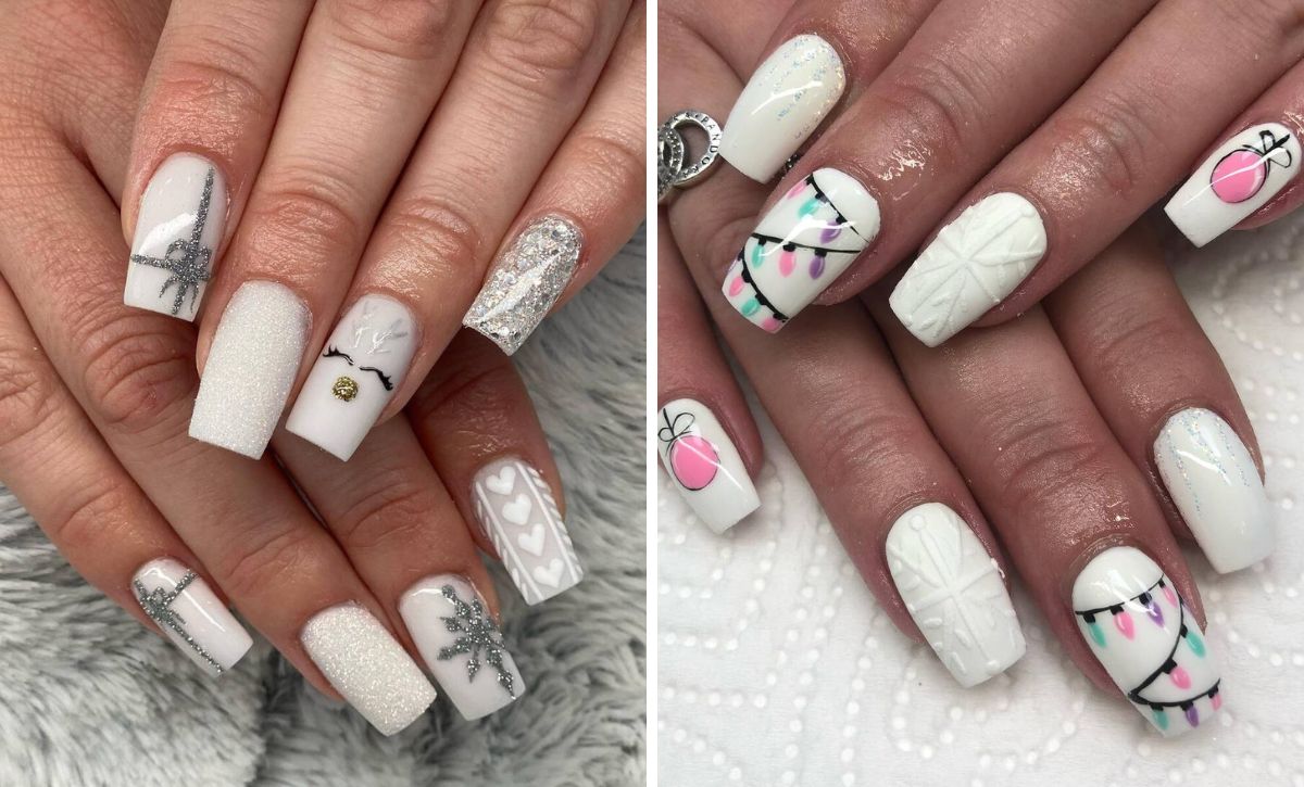 26 Enchanting White Christmas Nail Ideas To Sparkle This Holiday Season