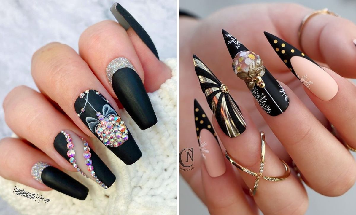 27 Edgy And Chic Black Christmas Nail Ideas To Rock This Holiday Season