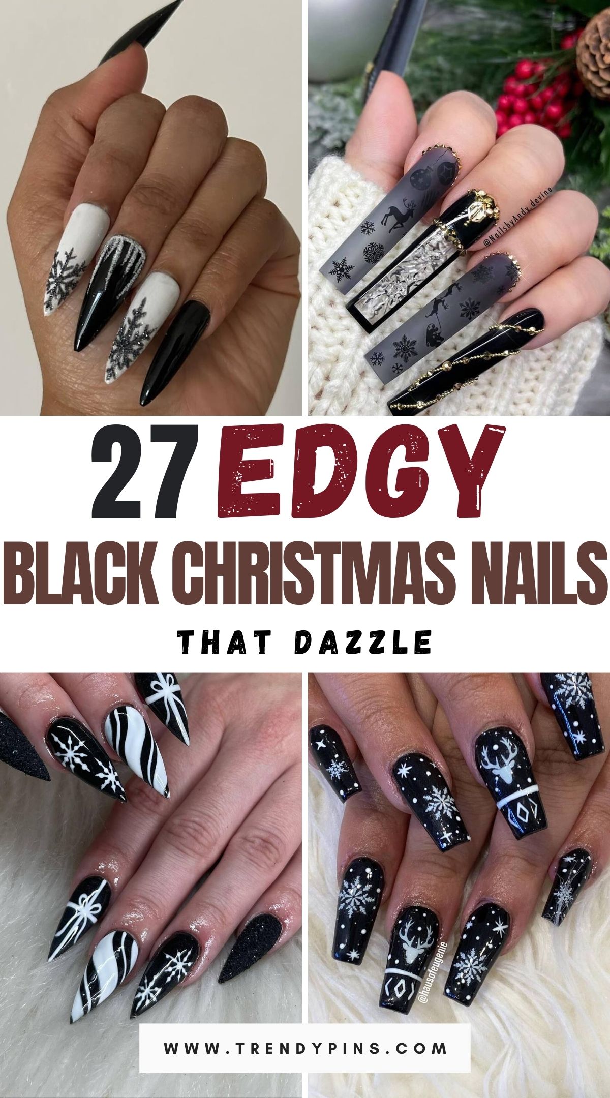 27 Edgy And Chic Black Christmas Nail Ideas To Rock This Holiday Season 1