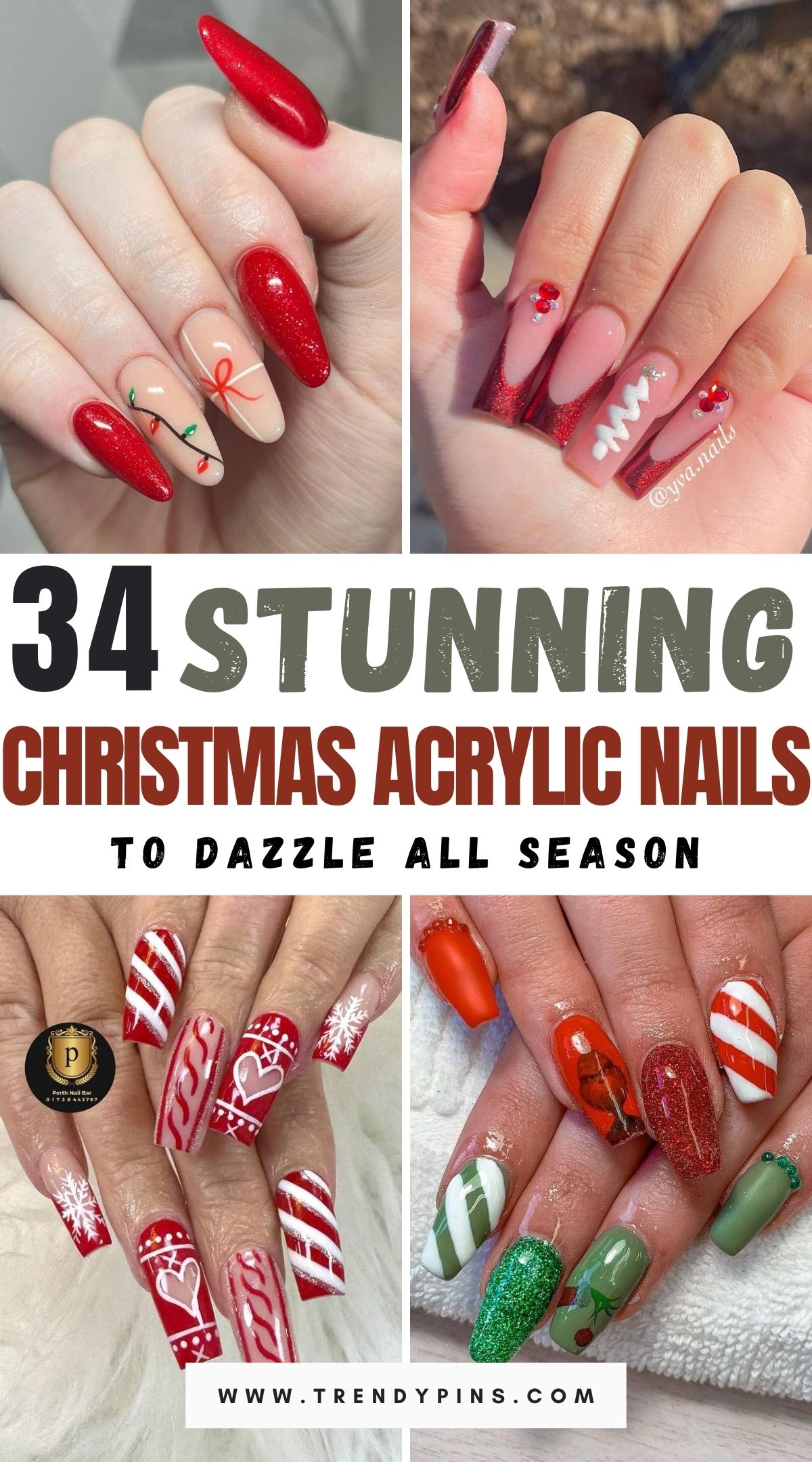 34 Stunning Christmas Acrylic Nail Ideas To Sparkle This Festive Season 1