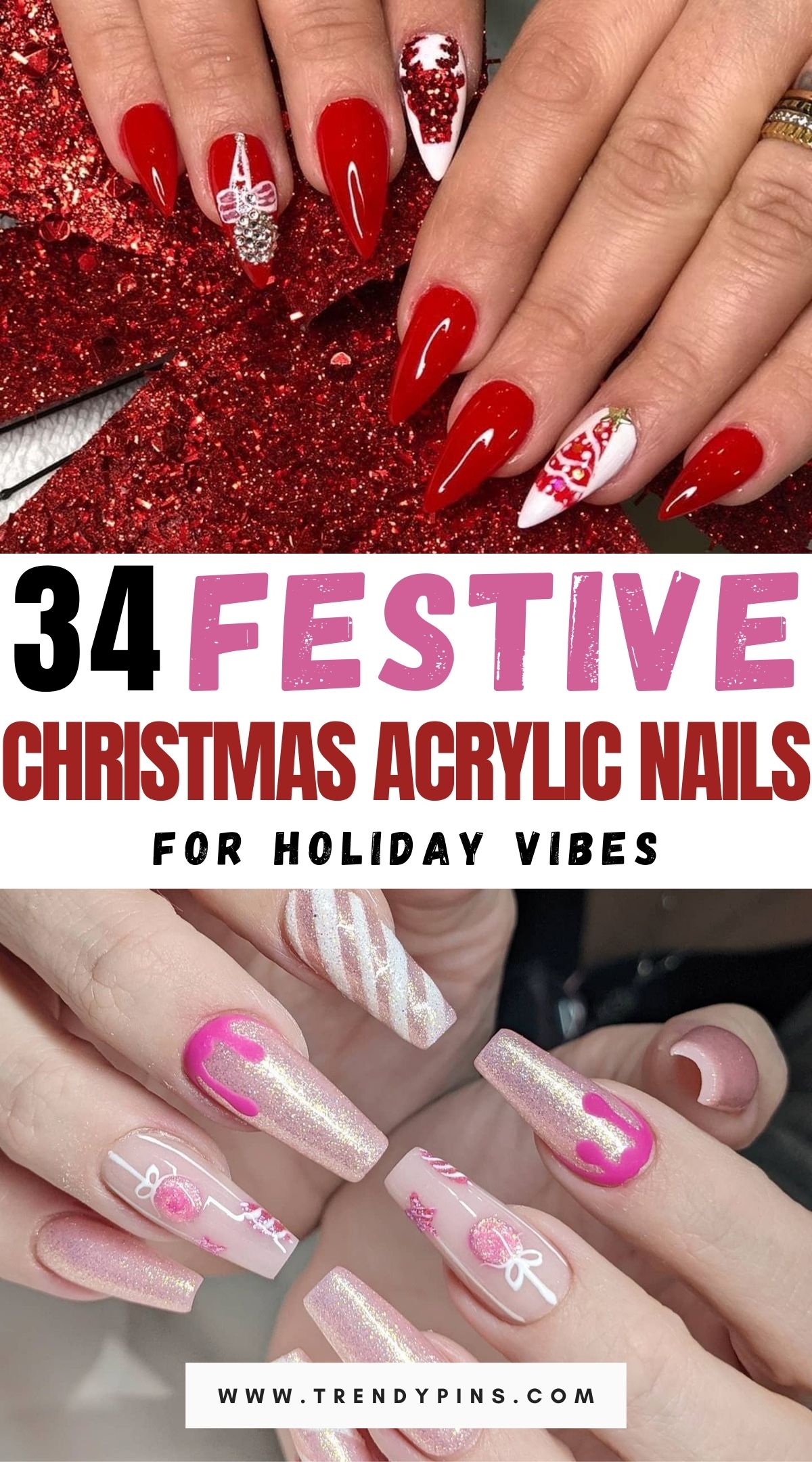 34 Stunning Christmas Acrylic Nail Ideas To Sparkle This Festive Season 2