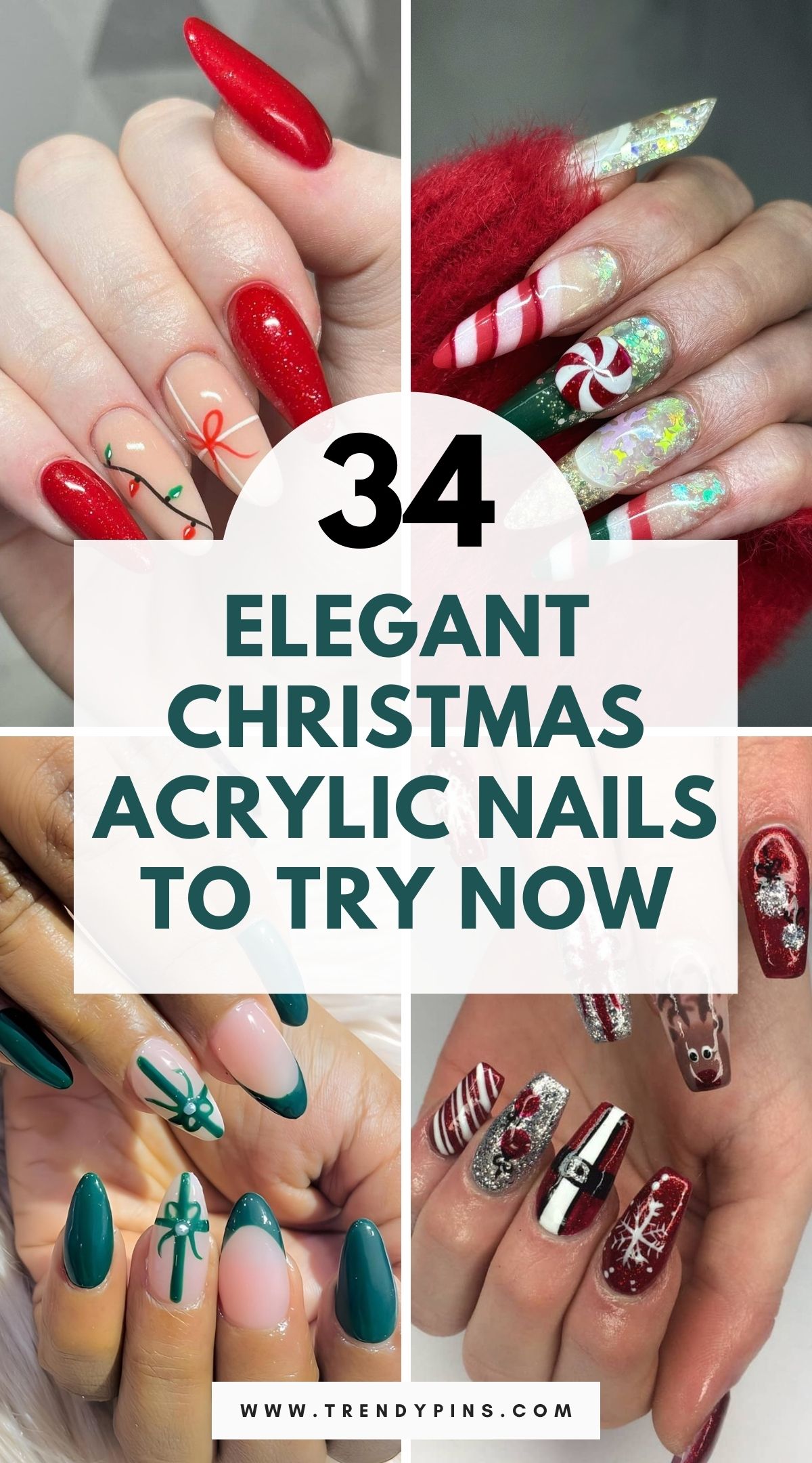 34 Stunning Christmas Acrylic Nail Ideas To Sparkle This Festive Season 3