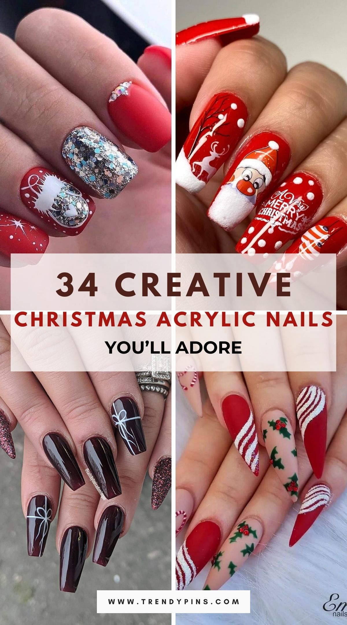 34 Stunning Christmas Acrylic Nail Ideas To Sparkle This Festive Season 4