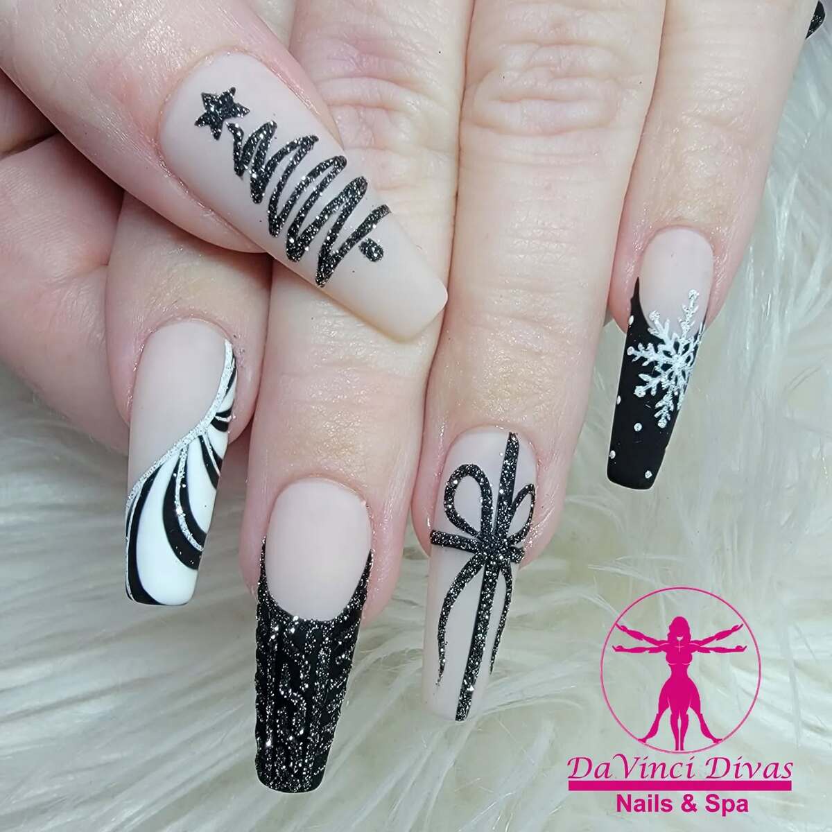 15, Matte Black and Nude Christmas Elegance