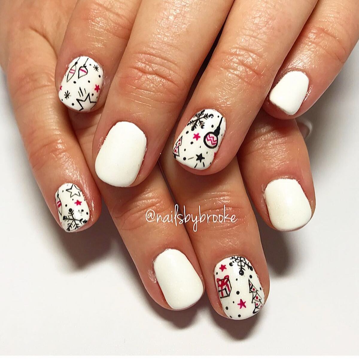 16. Whimsical Christmas Ornament and Gift Nails