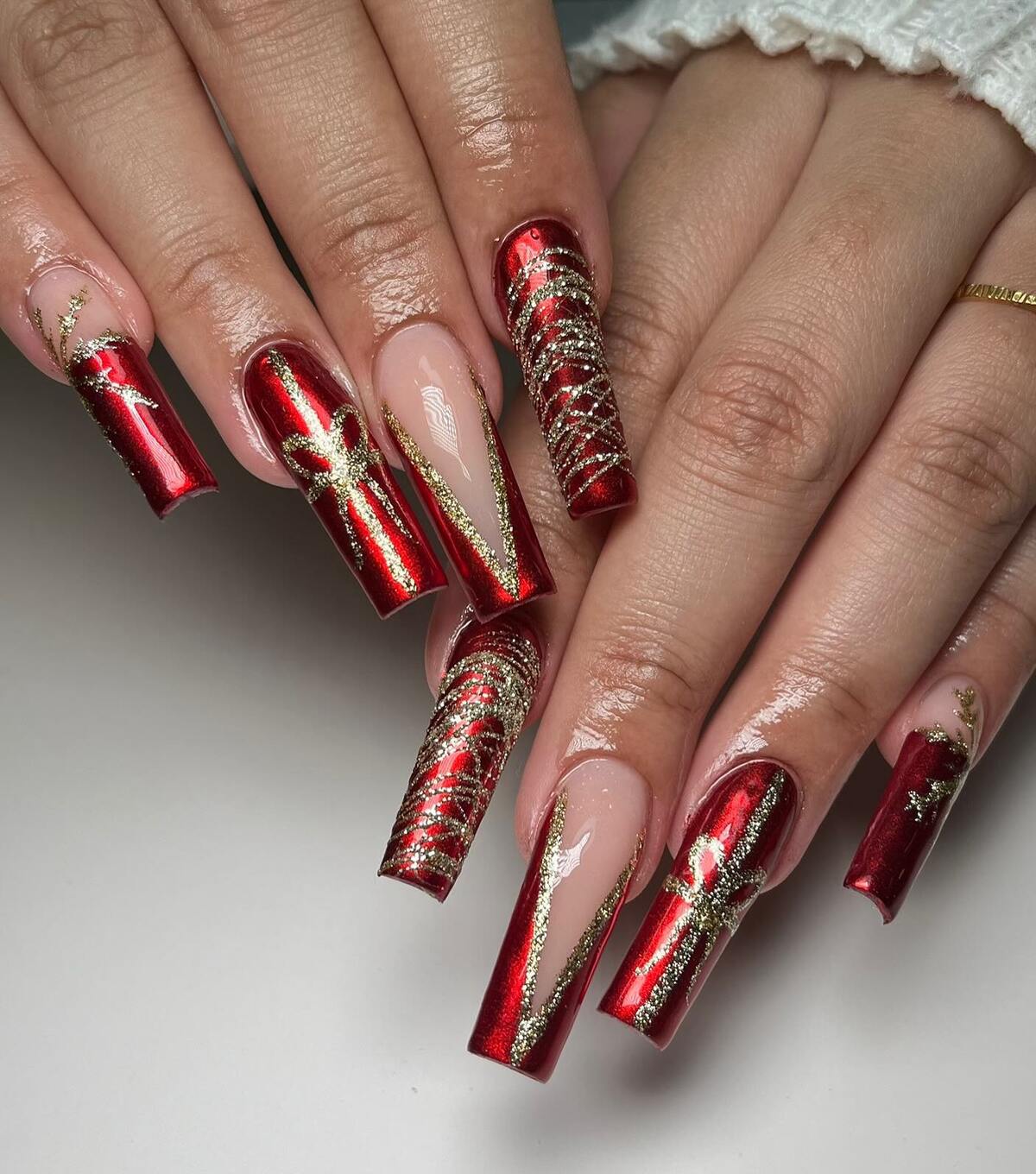 2. Glamorous Red and Gold Gift Wrap