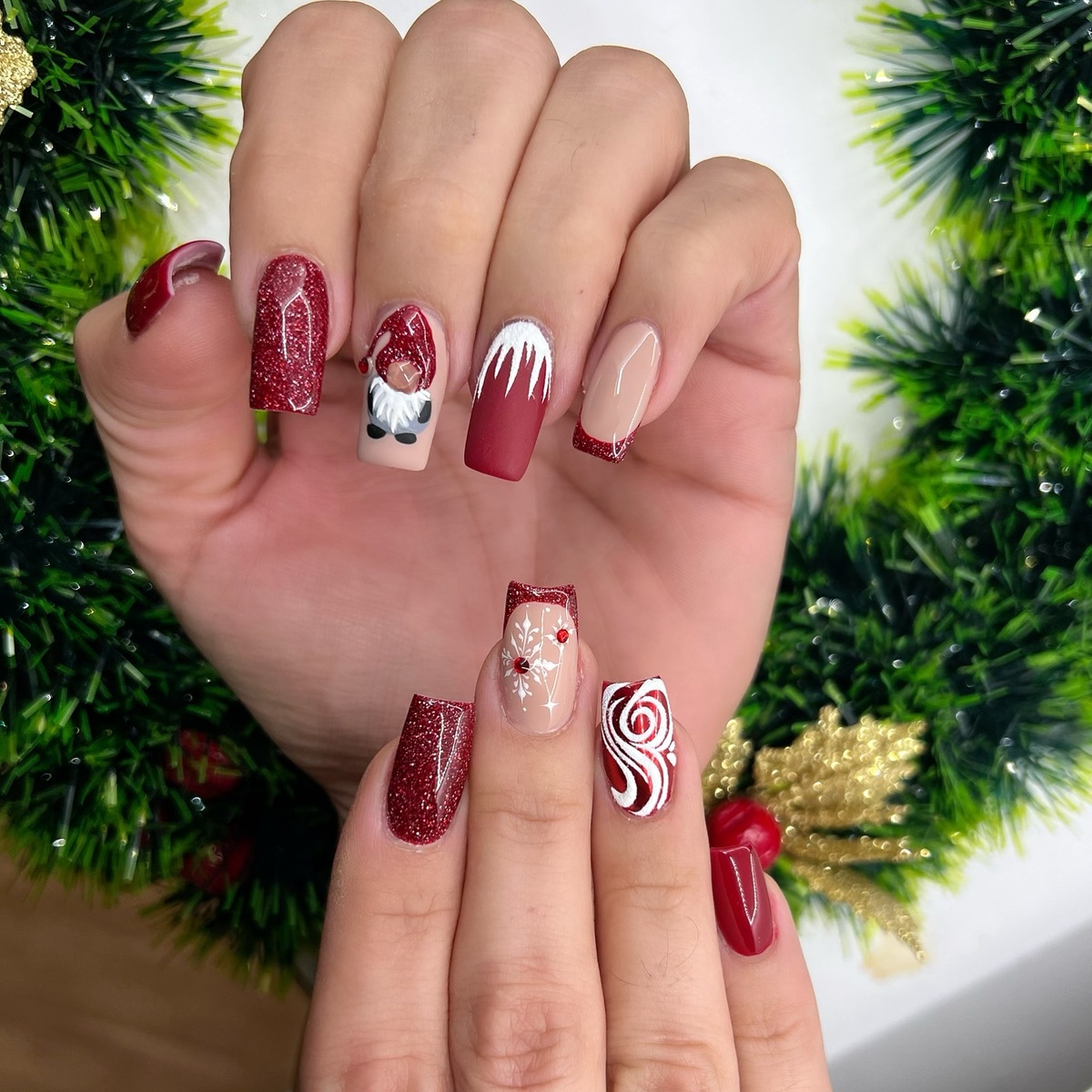 8. Sparkling Santa and Holiday Charm