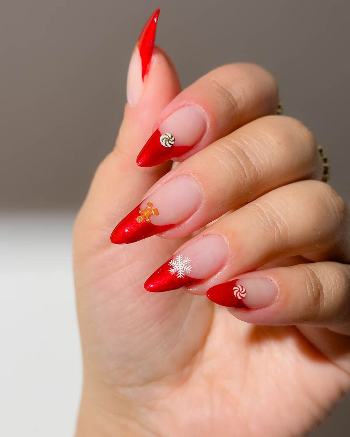 1. Festive Red French Christmas Nails