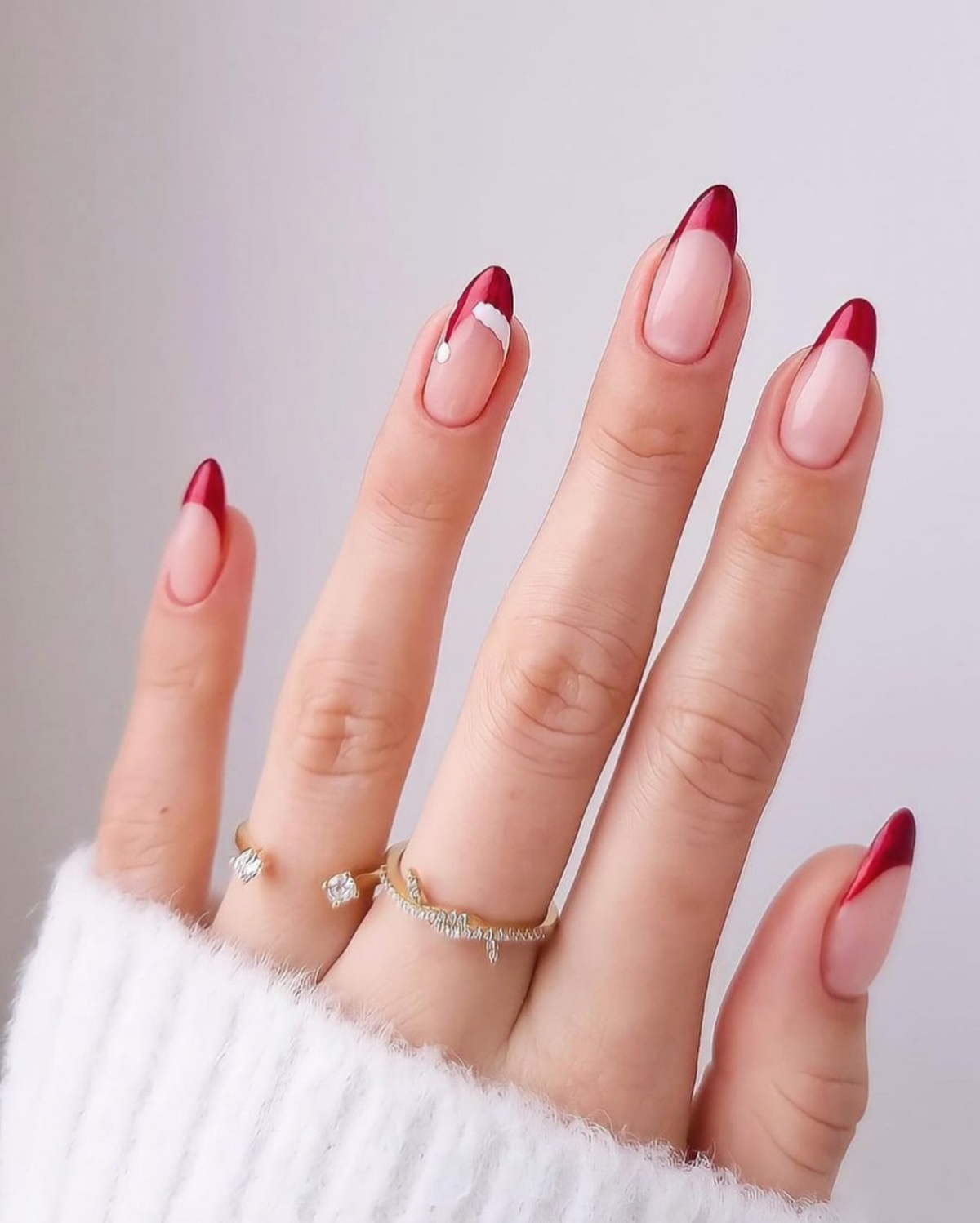 14. Classic Red French Christmas Nails