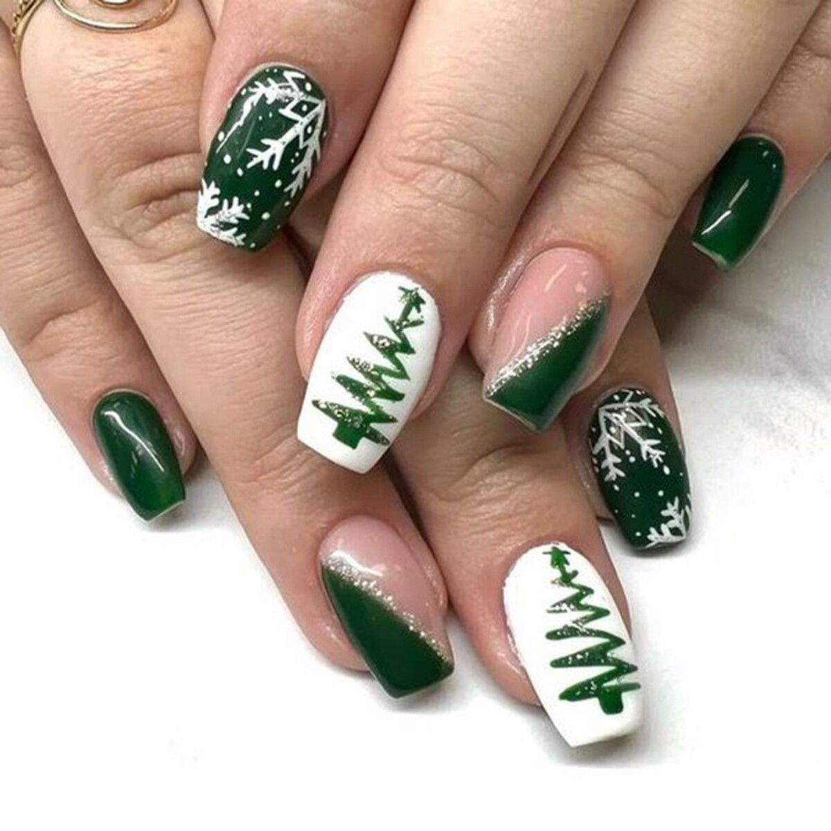 19. Evergreen Elegance with Snowflake Accents