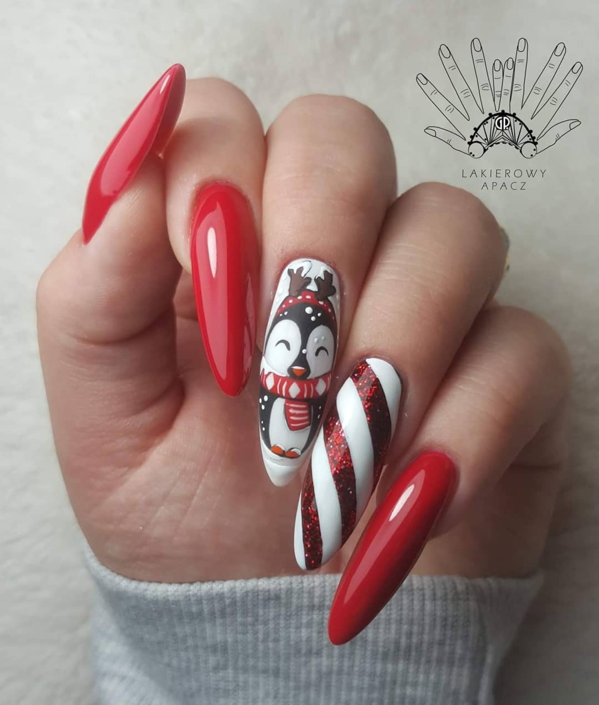 15. Cute Penguin Christmas Nails