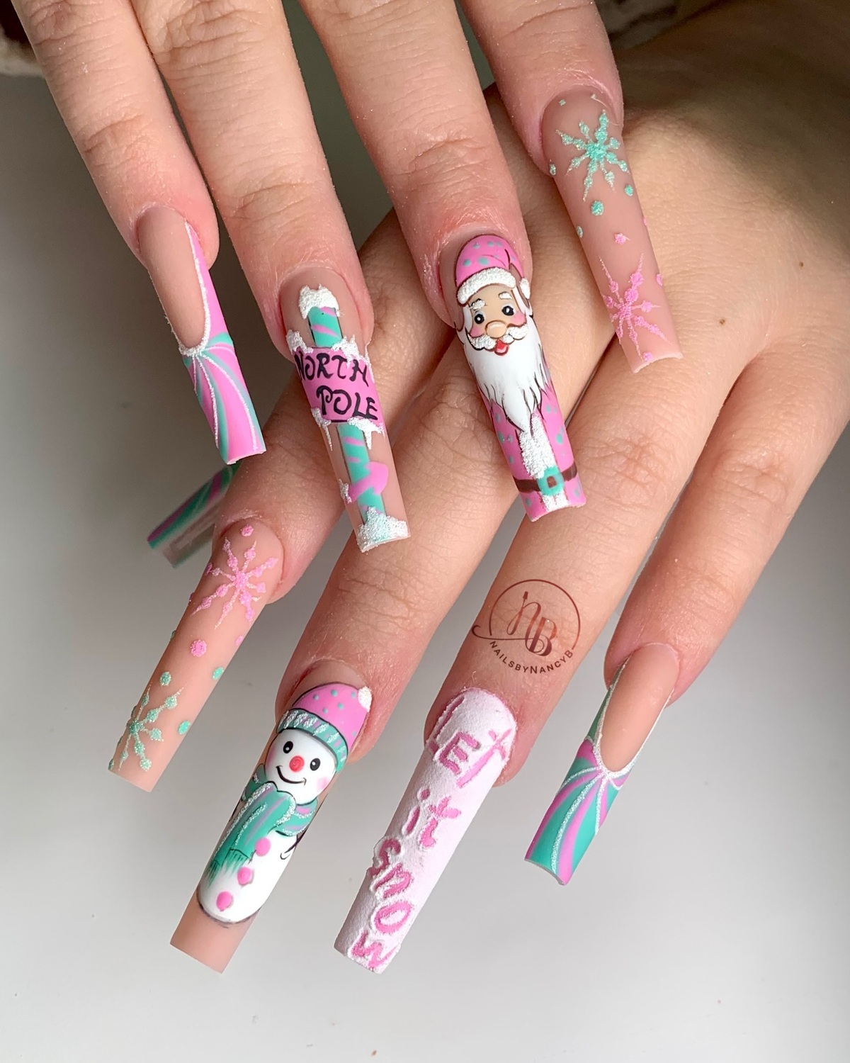 25. Pastel North Pole Christmas Nails