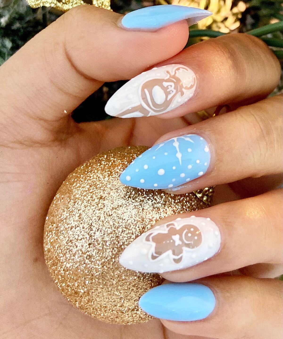 16. Gingerbread Christmas Acrylic Nails