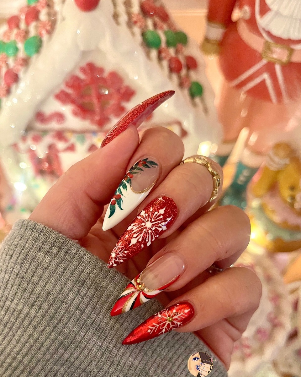8. Elegant Christmas Red with Snowflakes