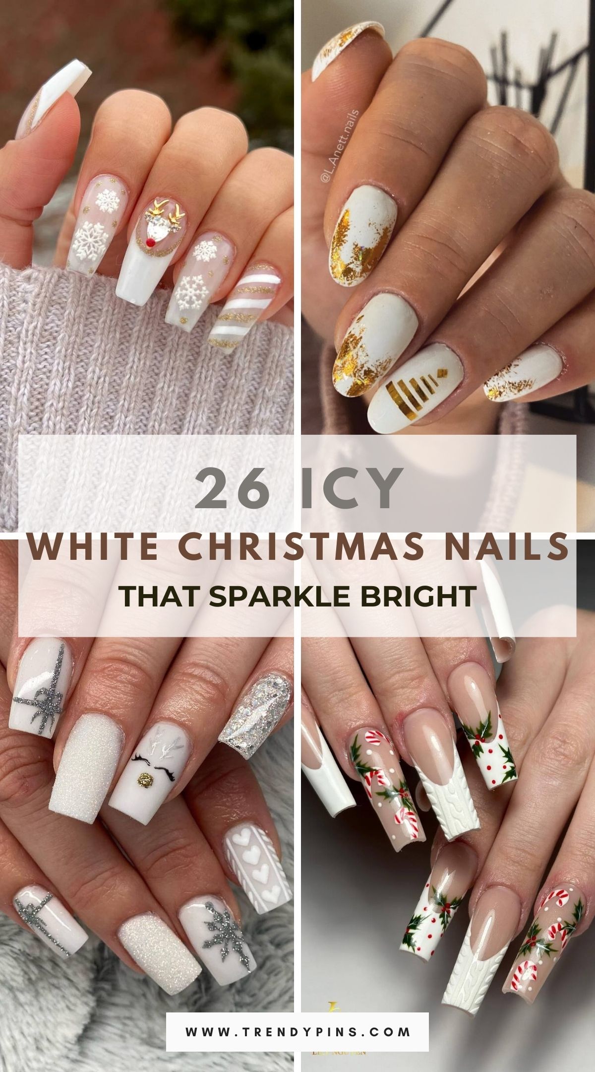 26 Enchanting White Christmas Nail Ideas To Sparkle This Holiday Season 4