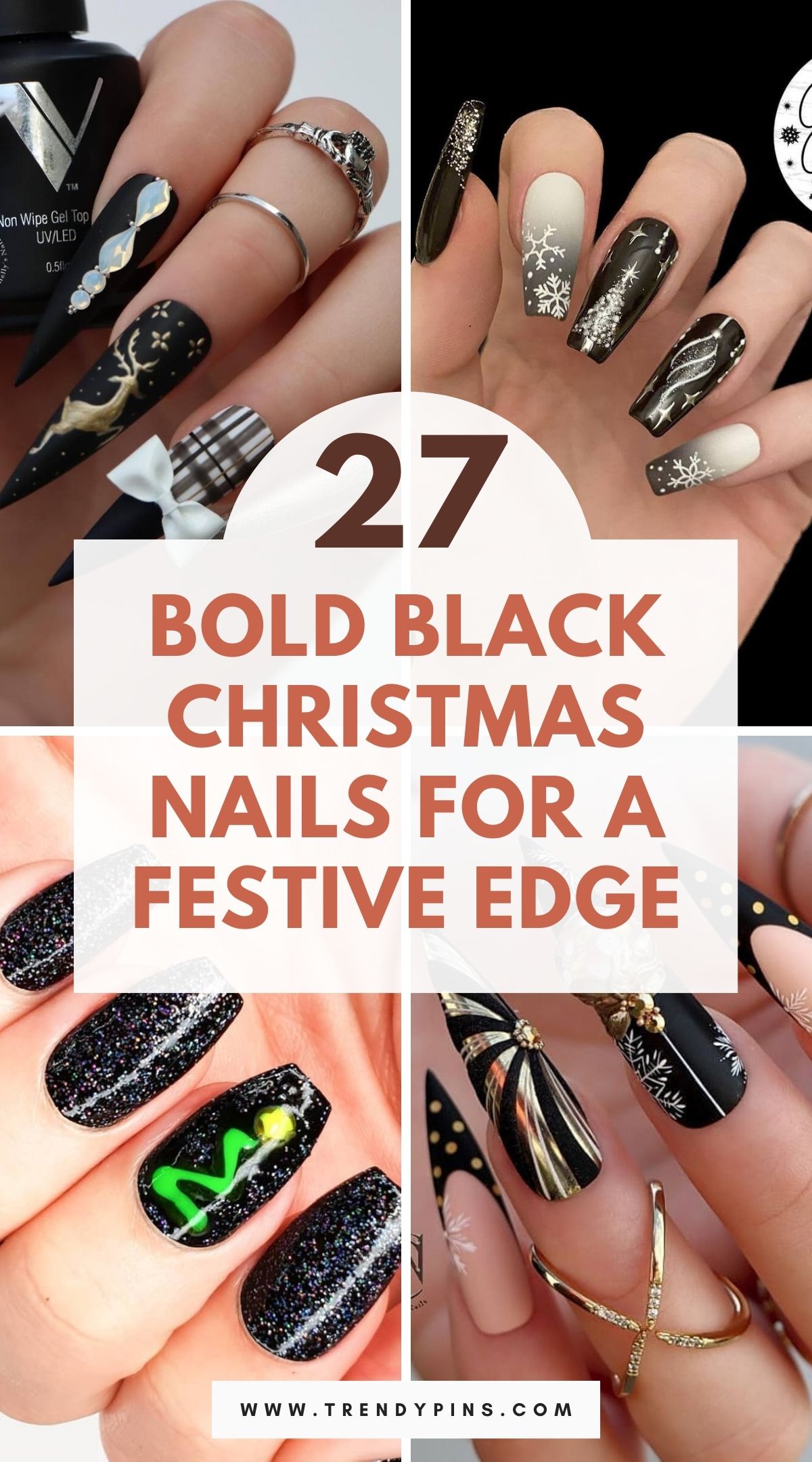 27 Edgy And Chic Black Christmas Nail Ideas To Rock This Holiday Season 3
