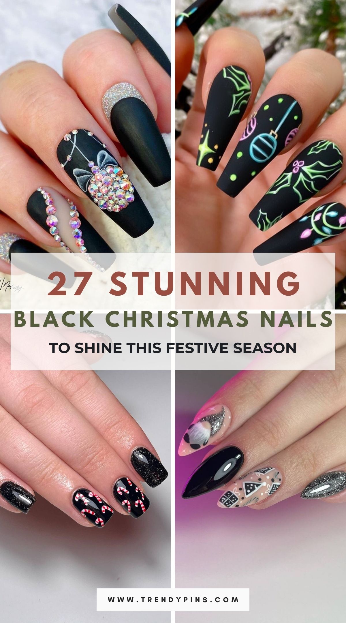 27 Edgy And Chic Black Christmas Nail Ideas To Rock This Holiday Season 4