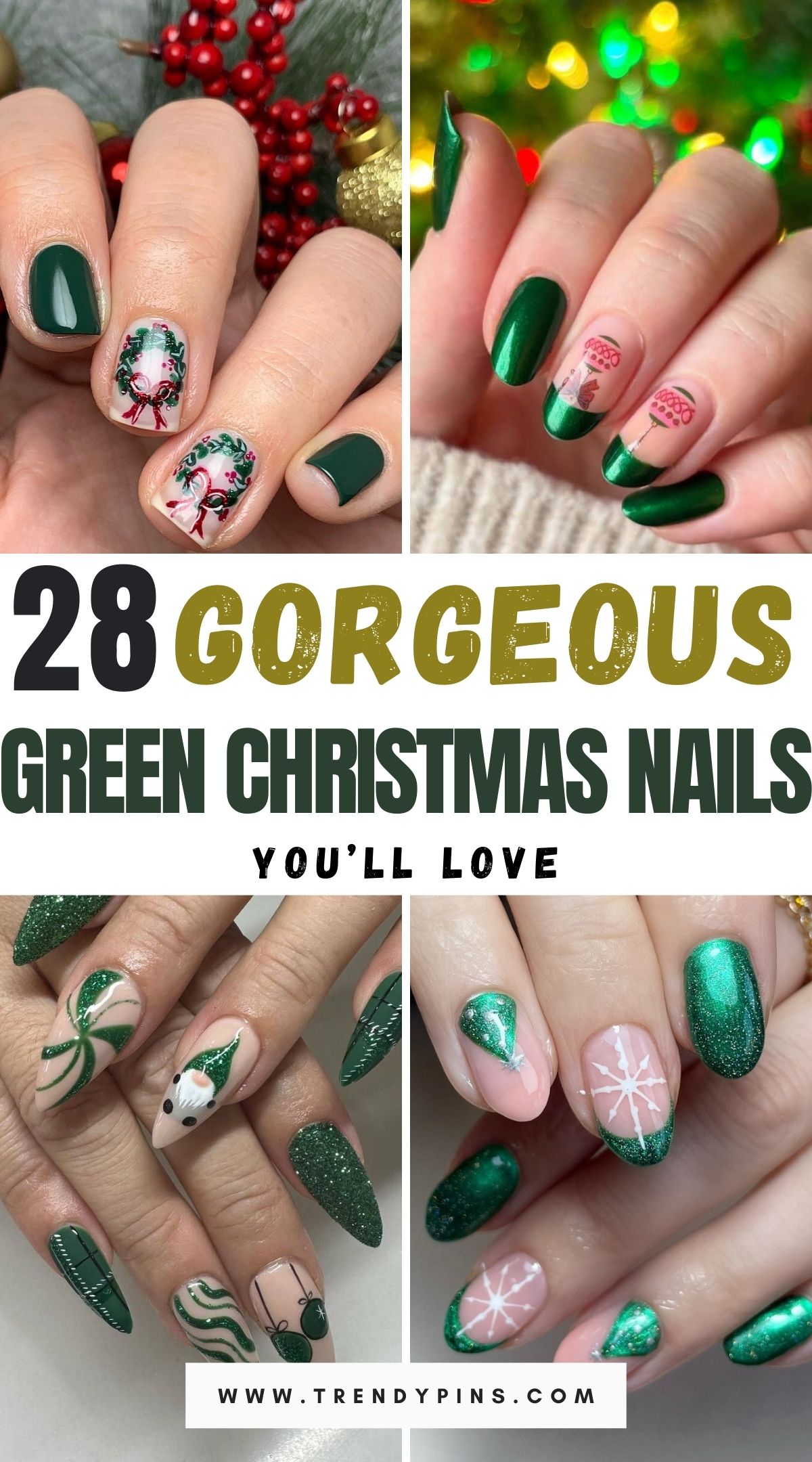 28 Gorgeous Green Christmas Nail Ideas To Inspire Your Festive Look 1