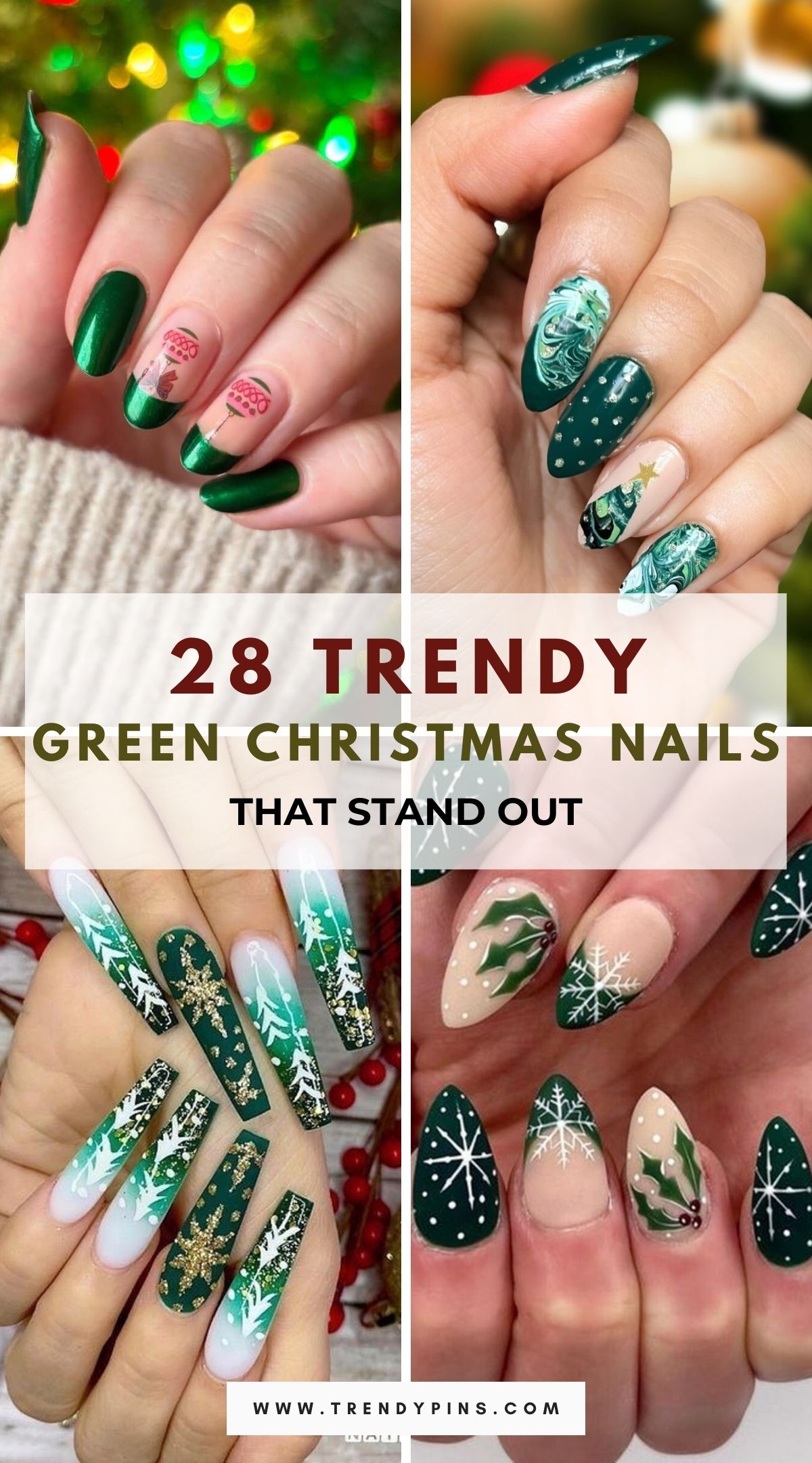 28 Gorgeous Green Christmas Nail Ideas To Inspire Your Festive Look 4