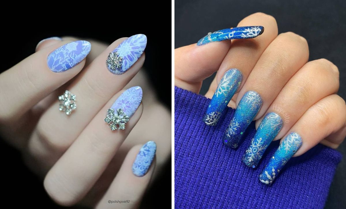 25 Chic Snowflake Nail Designs With Silver And Blue For A Magical Winter Manicure
