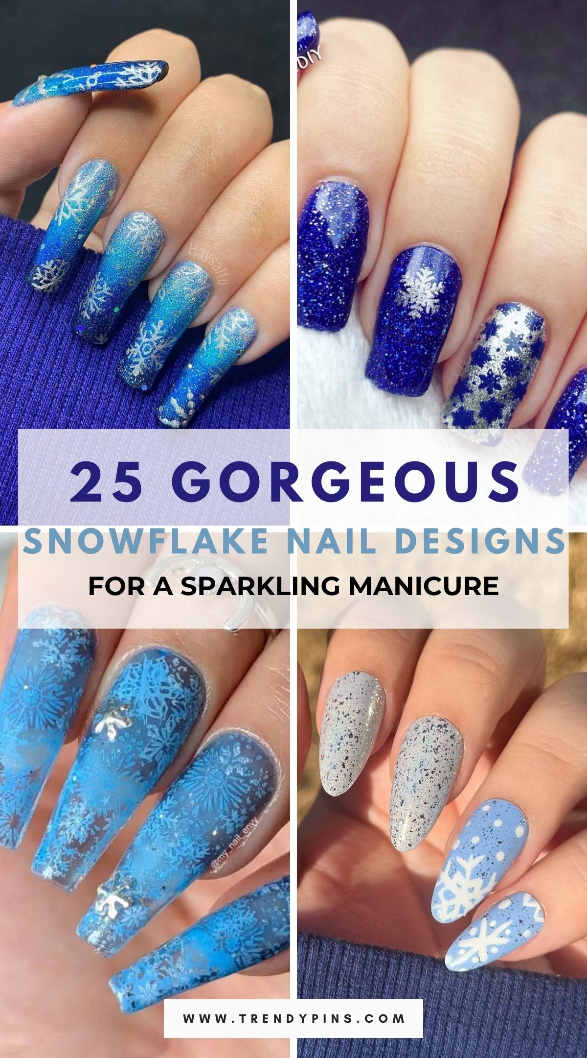25 Chic Snowflake Nail Designs With Silver And Blue For A Magical Winter Manicure 4