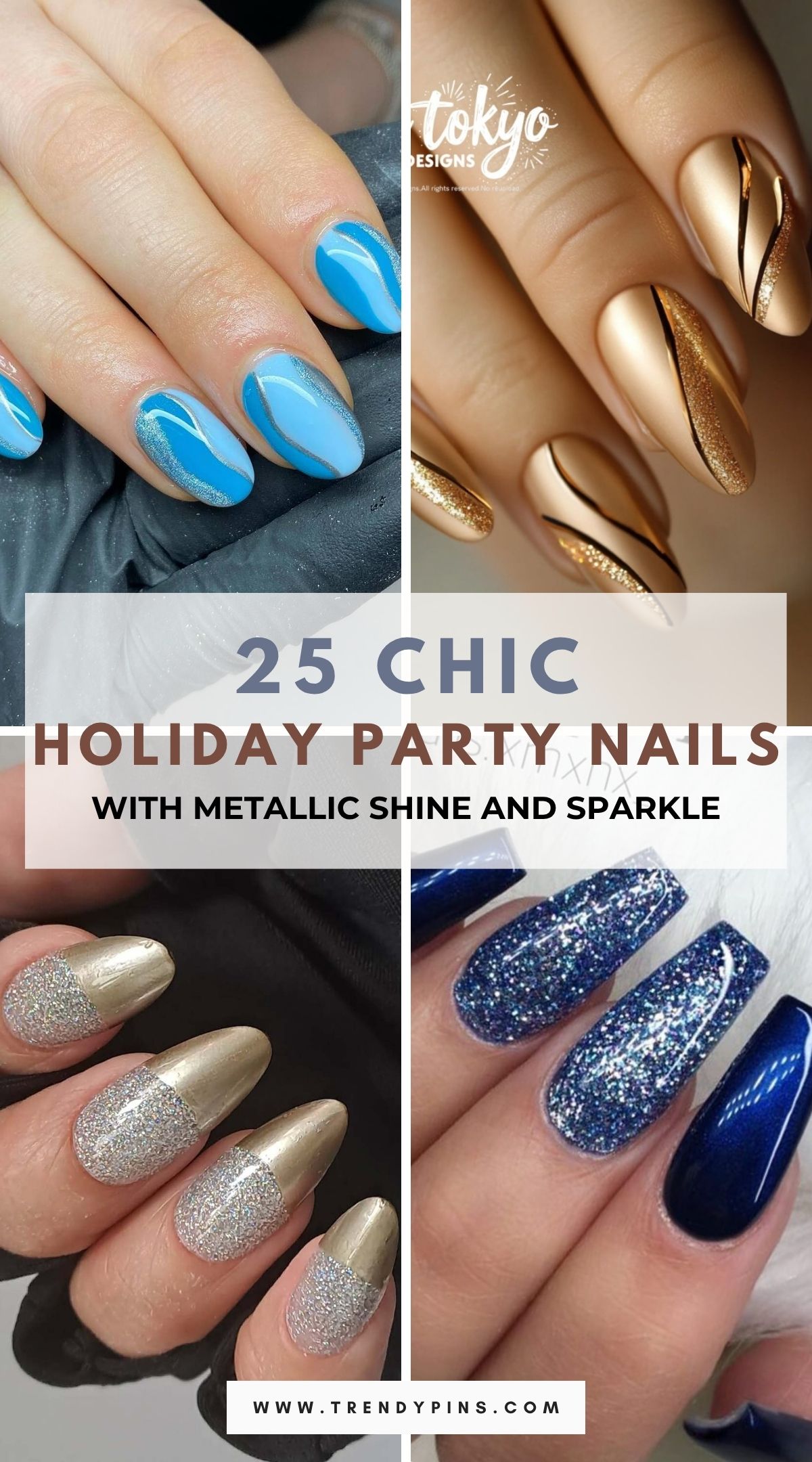 25 Elegant Holiday Party Nails With Glitter And Metallic Accents For A Festive Vibe 4