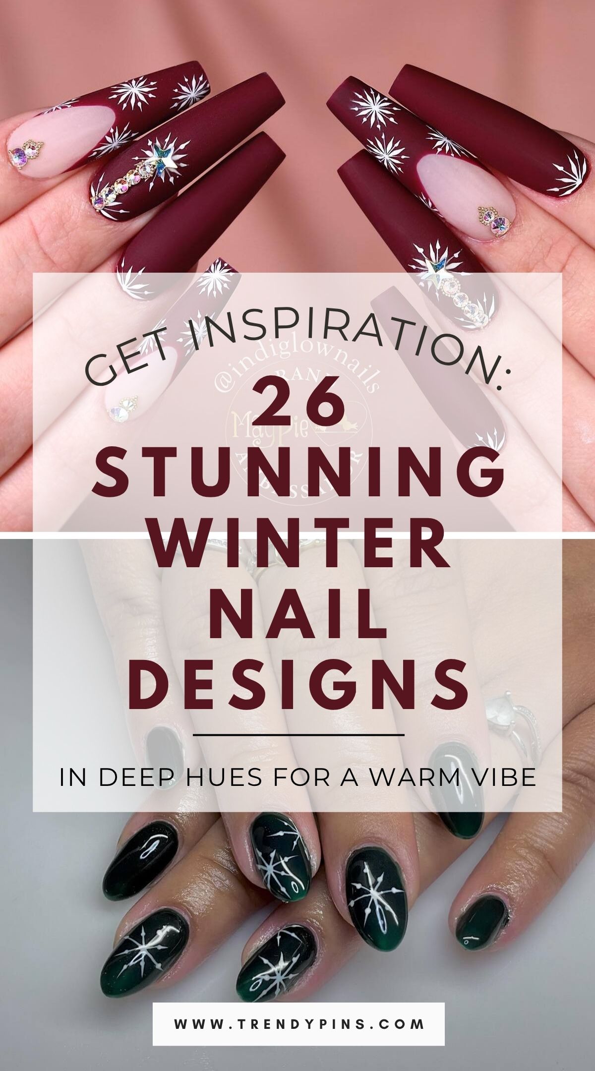 26 Dark Winter Nails In Deep Burgundy And Forest Green For A Cozy Look 5