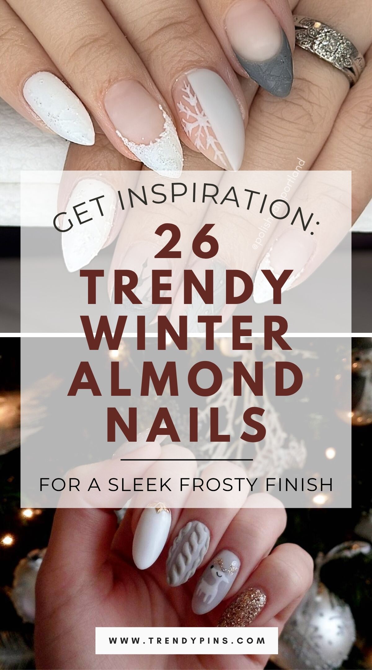 26 Elegant Winter Almond Nails In Matte White And Grey For A Minimalist Vibe 5