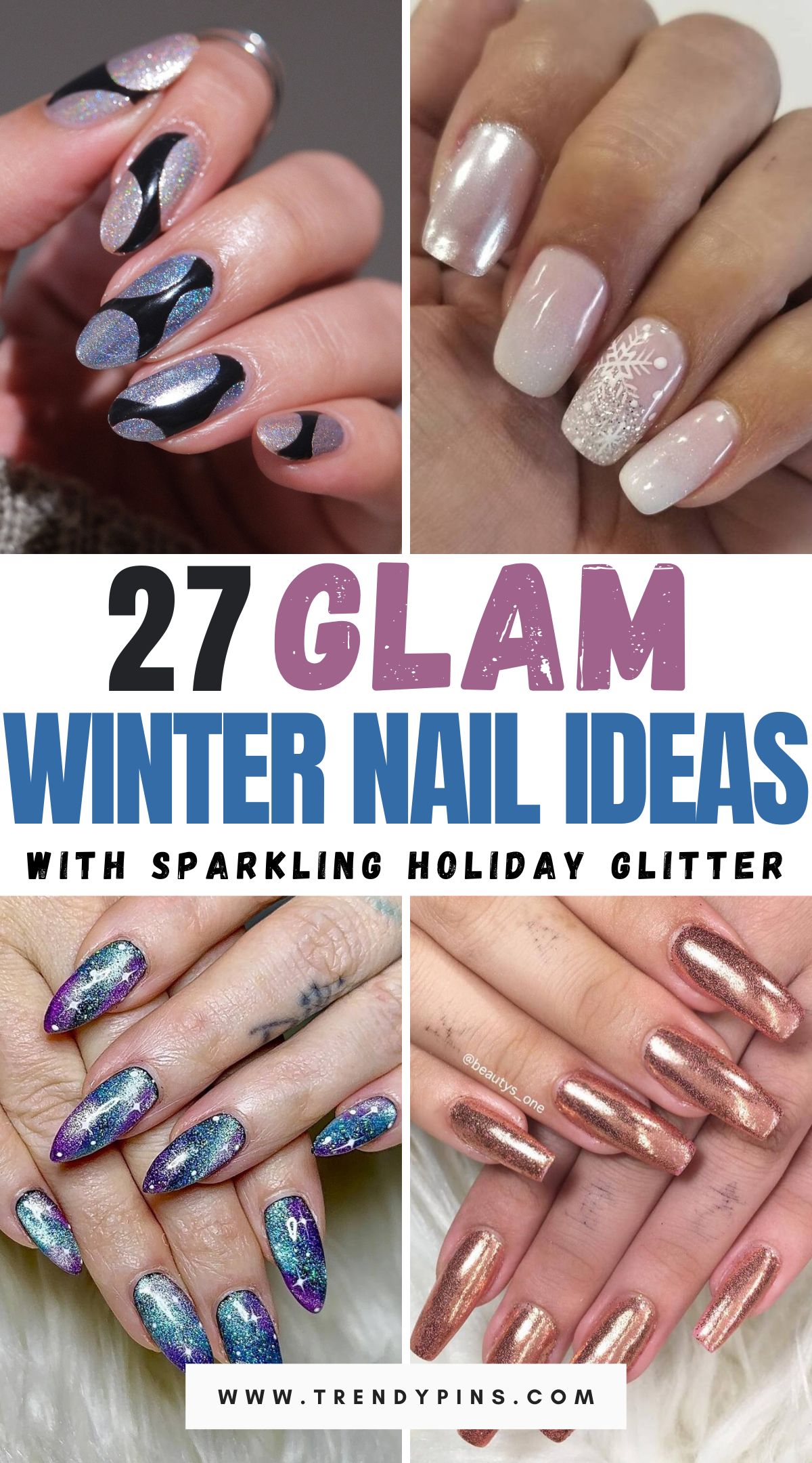 27 Glam Winter Nails With Glitter And Metallic Accents For The Holiday Season 1
