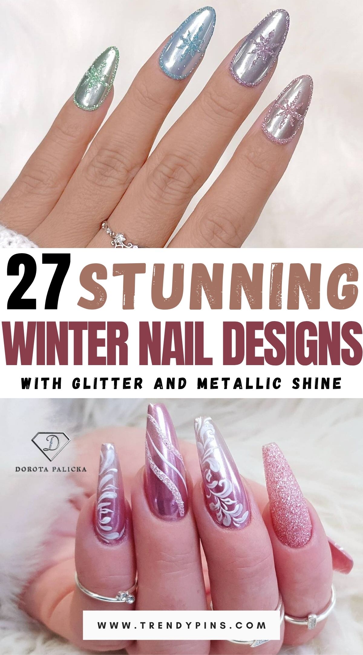 27 Glam Winter Nails With Glitter And Metallic Accents For The Holiday Season 2
