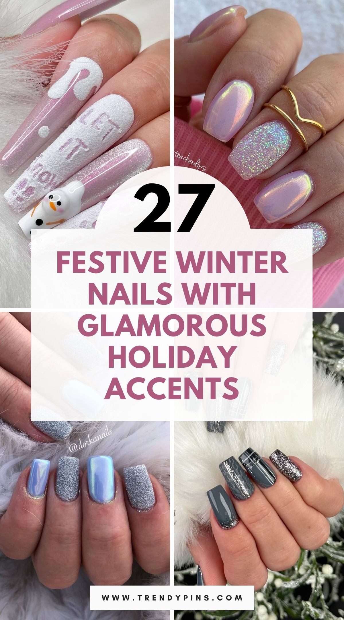27 Glam Winter Nails With Glitter And Metallic Accents For The Holiday Season 3