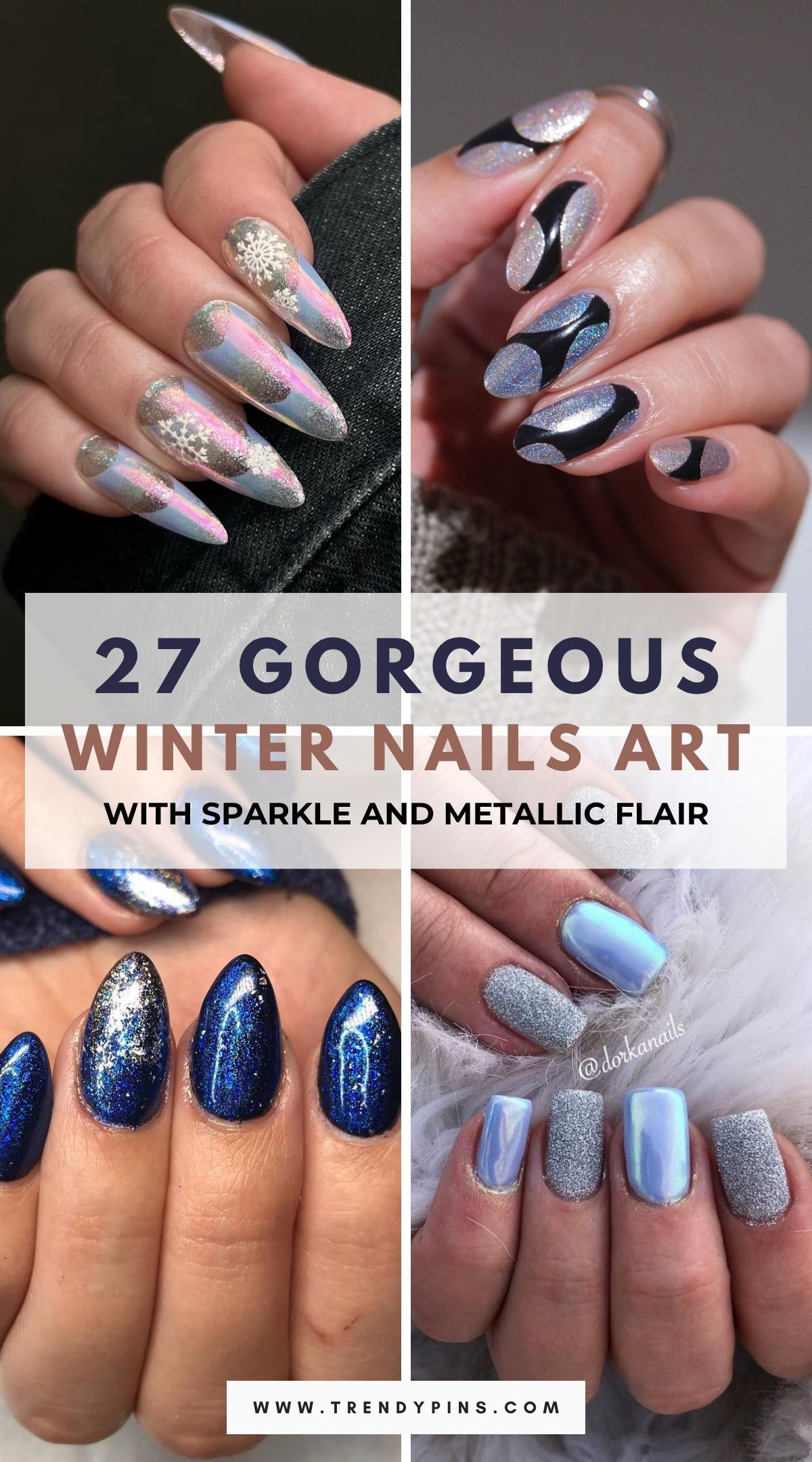 27 Glam Winter Nails With Glitter And Metallic Accents For The Holiday Season 4