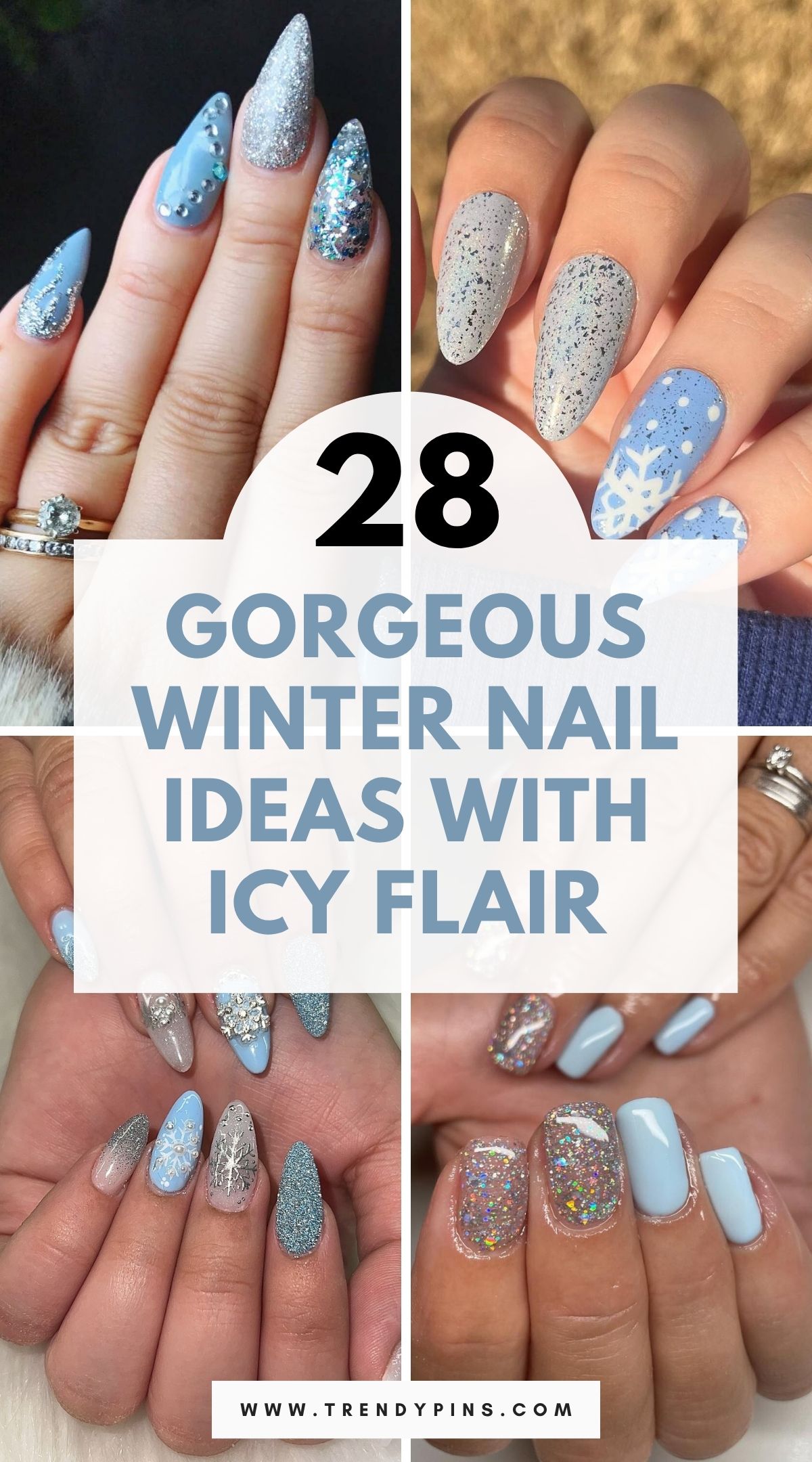 28 Stunning Winter Nail Ideas With Icy Blue And Silver For A Frosty Look 3